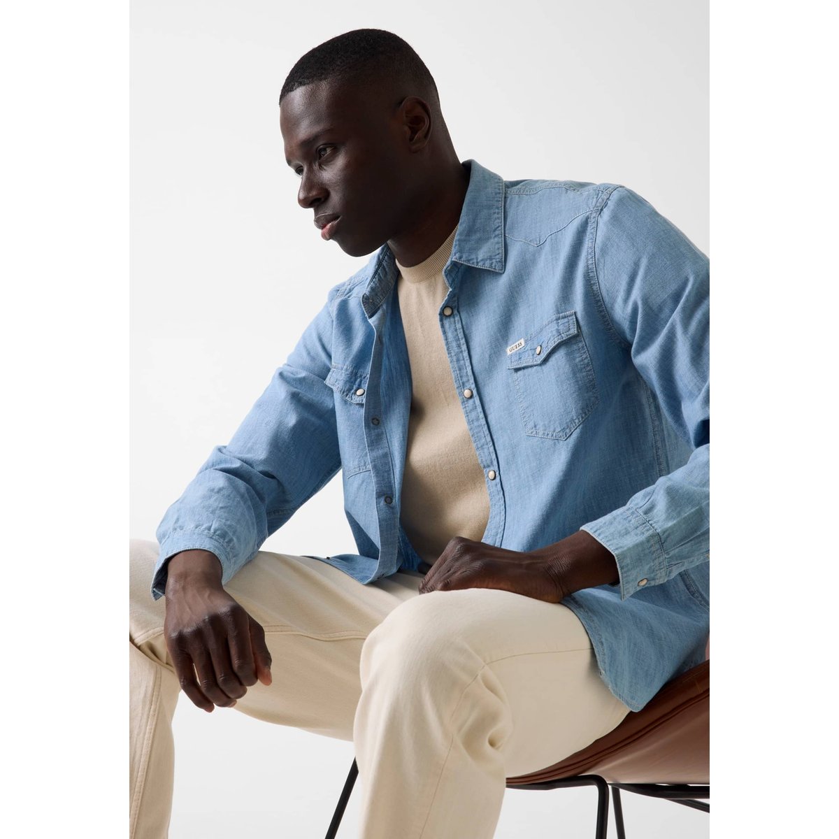 Chemise En Denim bleu clair, GUESS