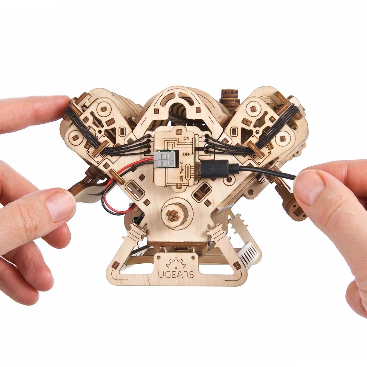 Puzzle 3D Moteur V8 beige, UGEARS