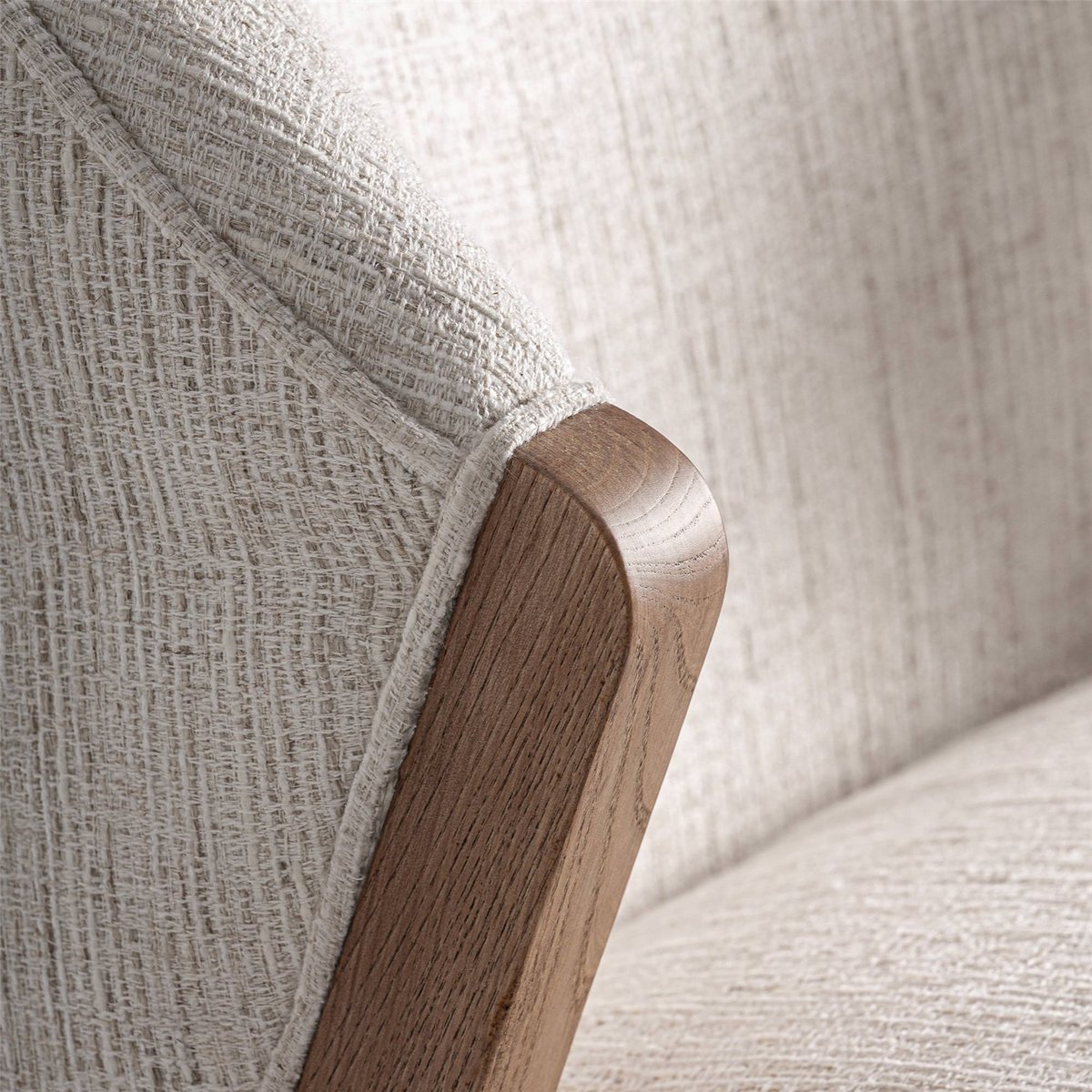 Chaise contemporaine en pin et tissu beige et bois clair, RECOLLECTION