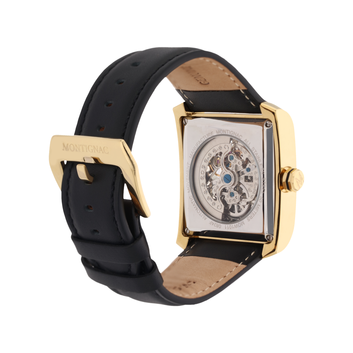 Montre Analogique  RECTANGLE doré noir noir, MONTIGNAC
