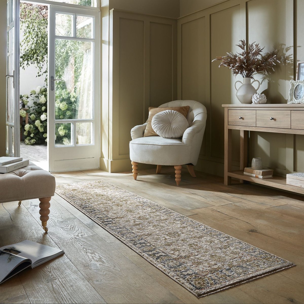Tapis vintage de couloir ZETTA vert, FLAIR RUGS