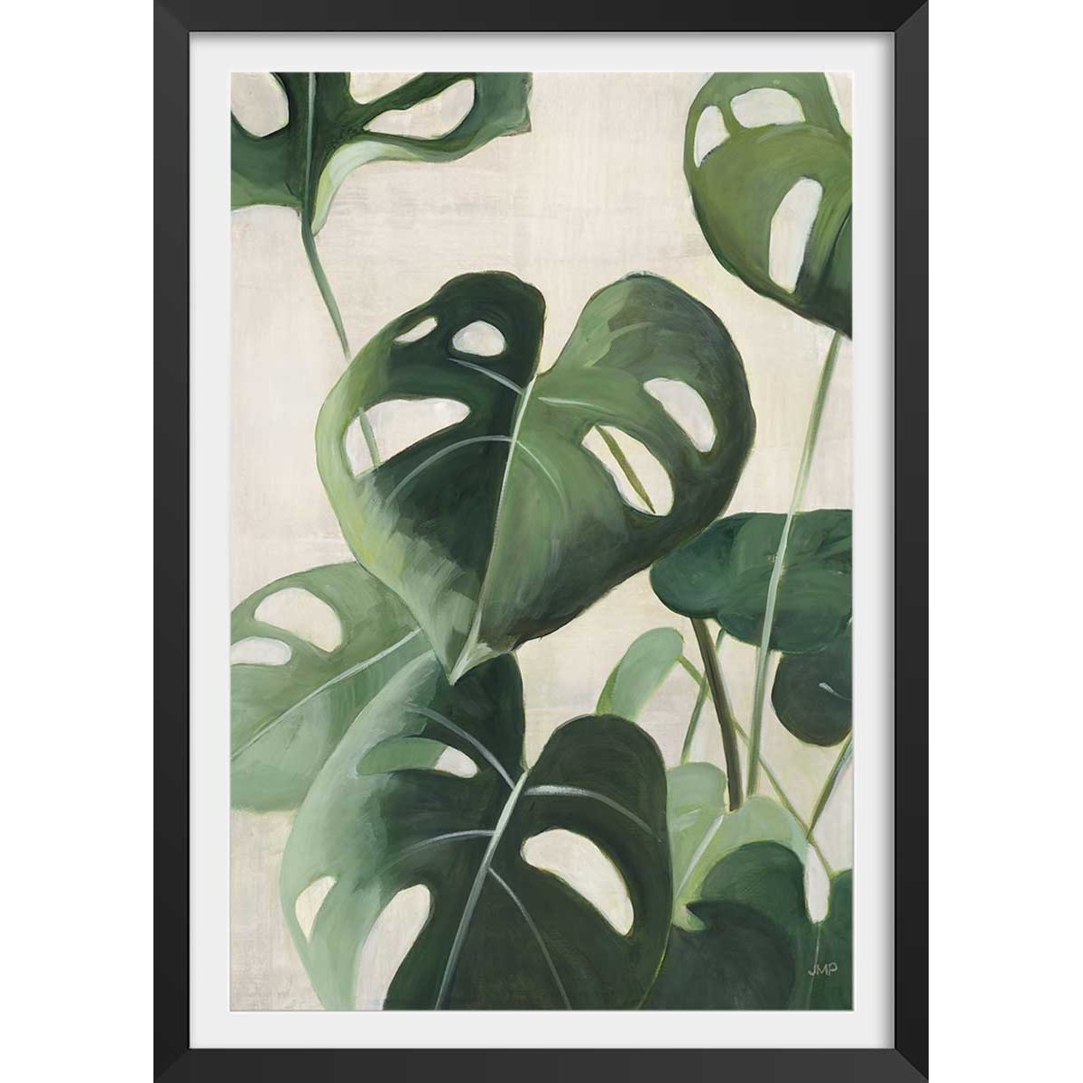 Poster Aquarelle tropicale affiche + cadre en bois - noir, HEXOA
