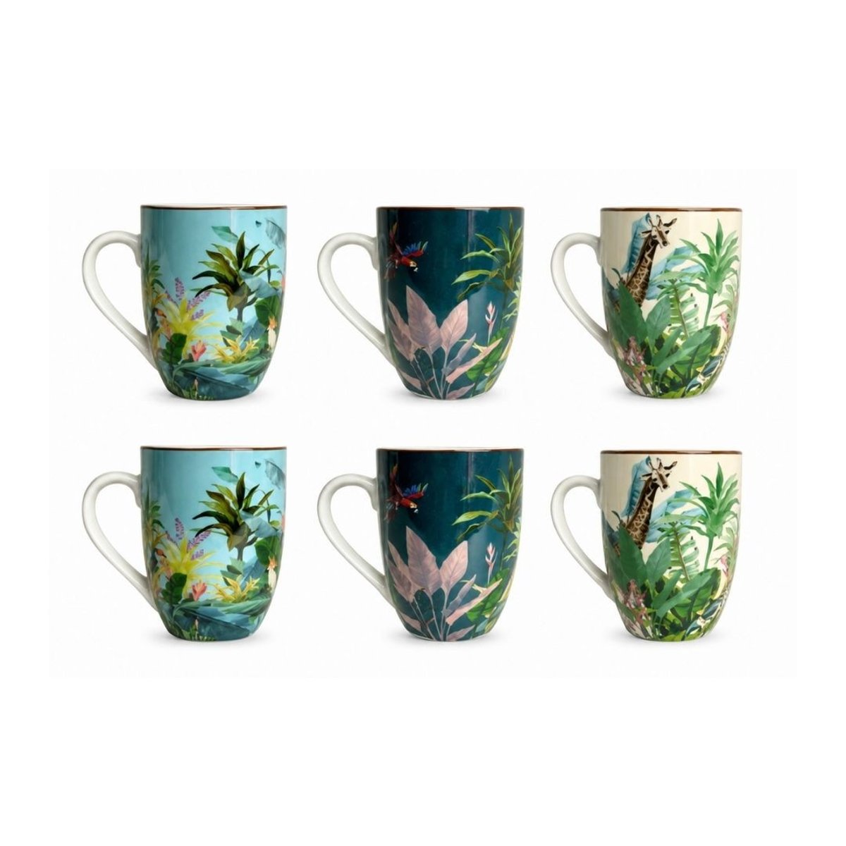Lot de 6 mugs, BORNEO multicolore, ARTIME