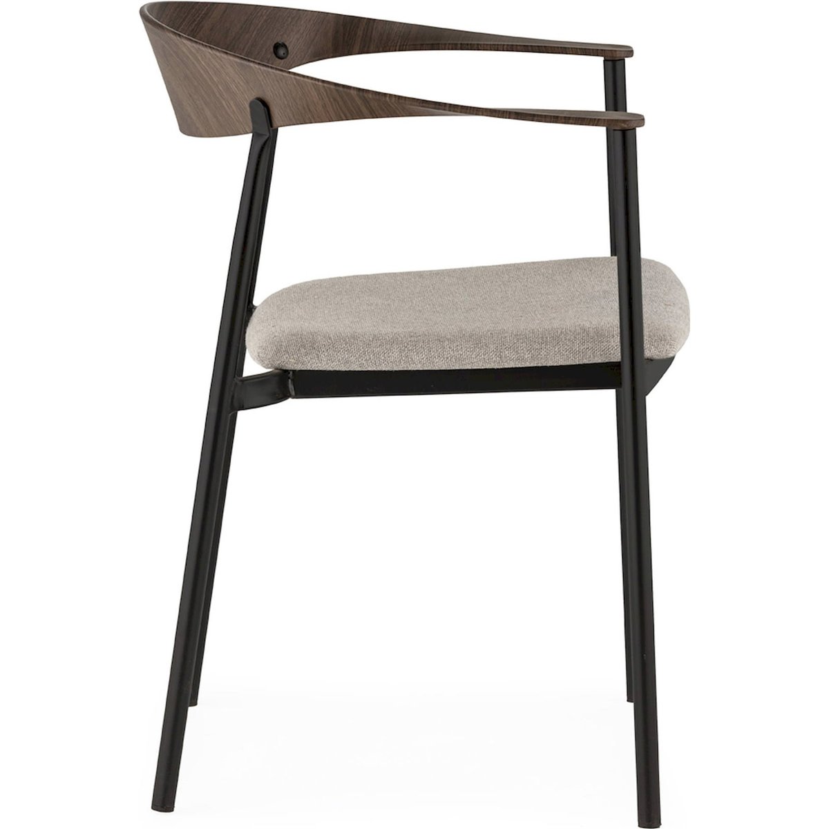 Chaise empilable en métal et tissu noyer foncé tissu gris noir, RECOLLECTION