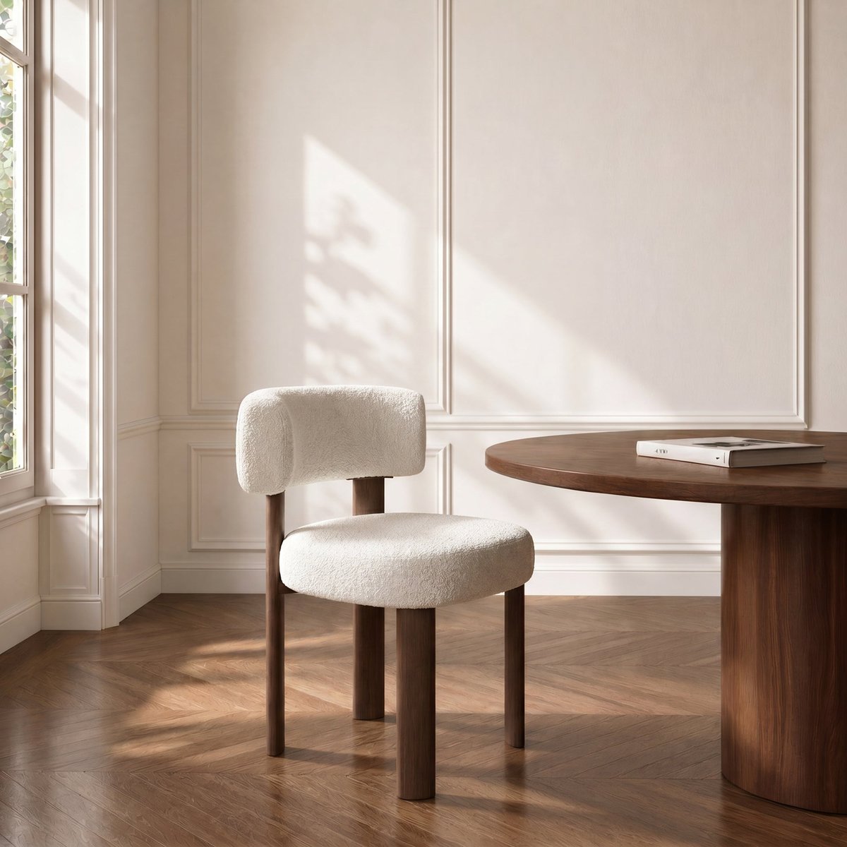 Lot de 2 chaises en tissu bouclette RICH crème, SIA HOME