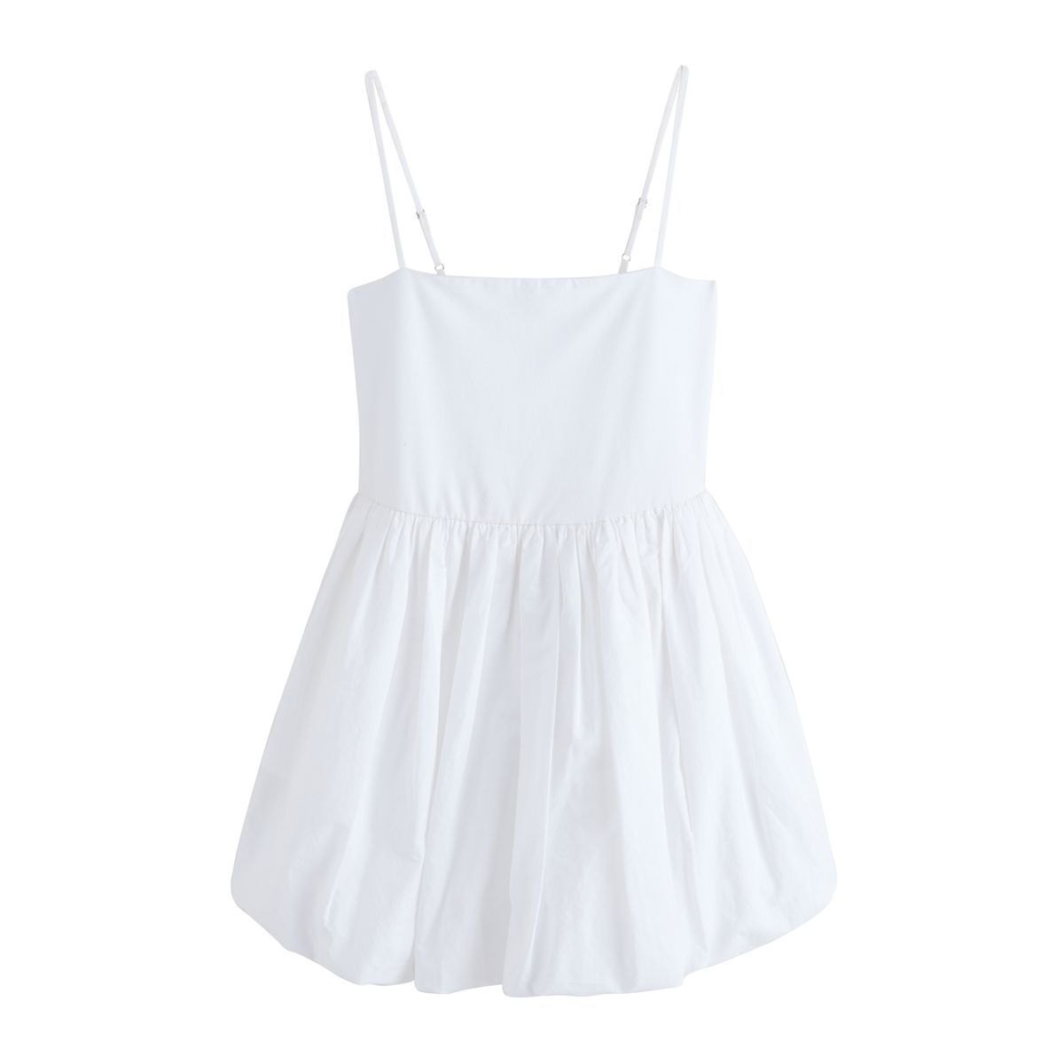 Robe courte à bretelles et ourlet boule blanc, NEXT