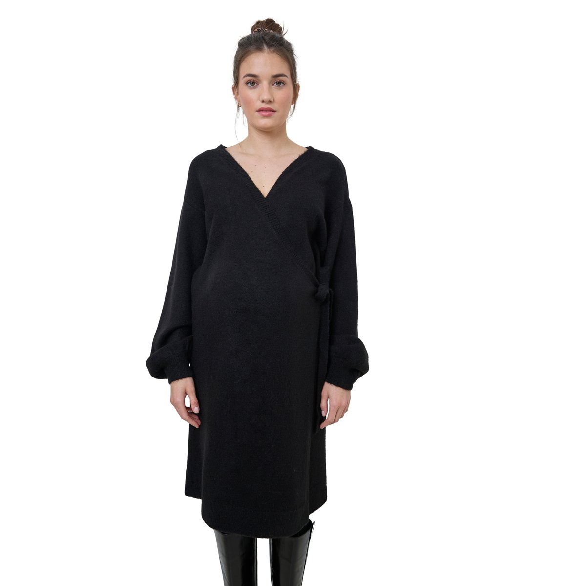Robe cache-coeur en tricot grossesse et allaitement noir, VERTBAUDET