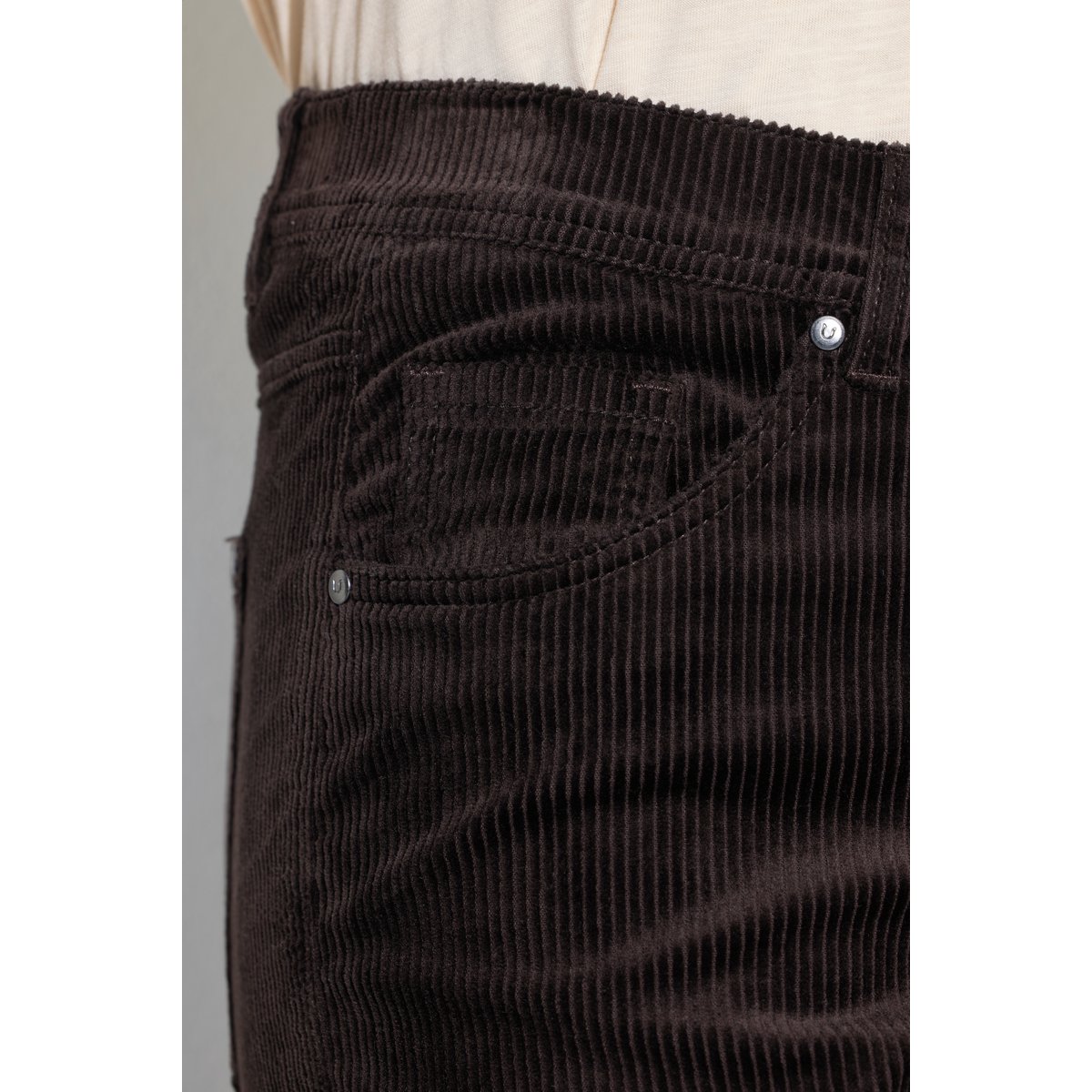Pantalon en velours côtelé Marie noir marron, ULLA POPKEN