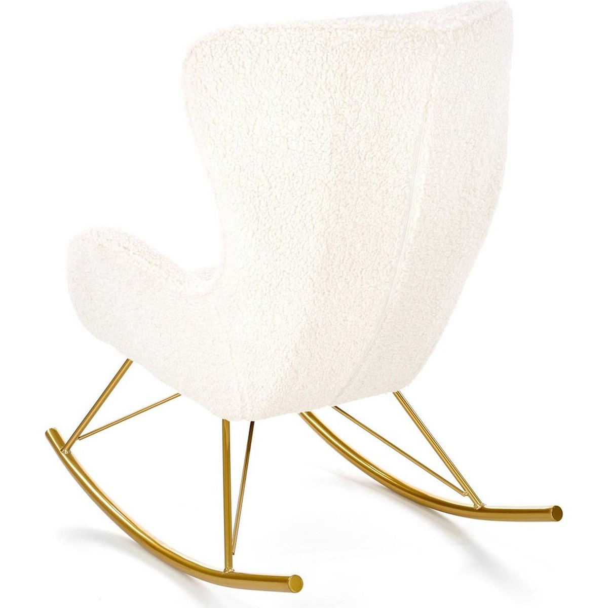 Fauteuil à bascule bouclé collection FORTILLER beige et doré, RECOLLECTION