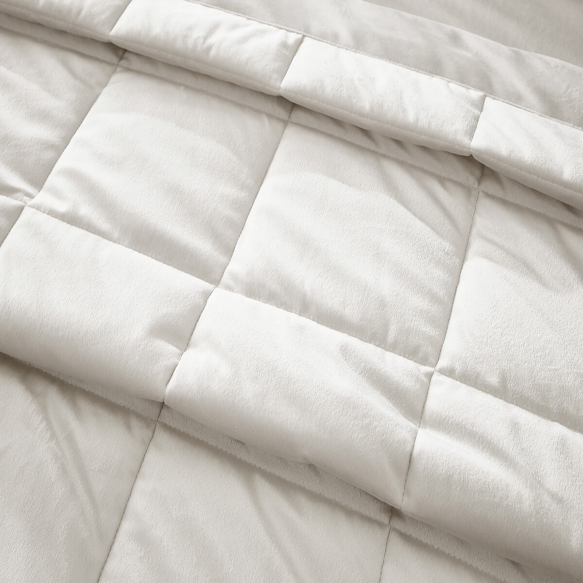 Kingsley Matt Velvet Quilted Bedspread - 220x220cm cream, CATHERINE LANSFIELD