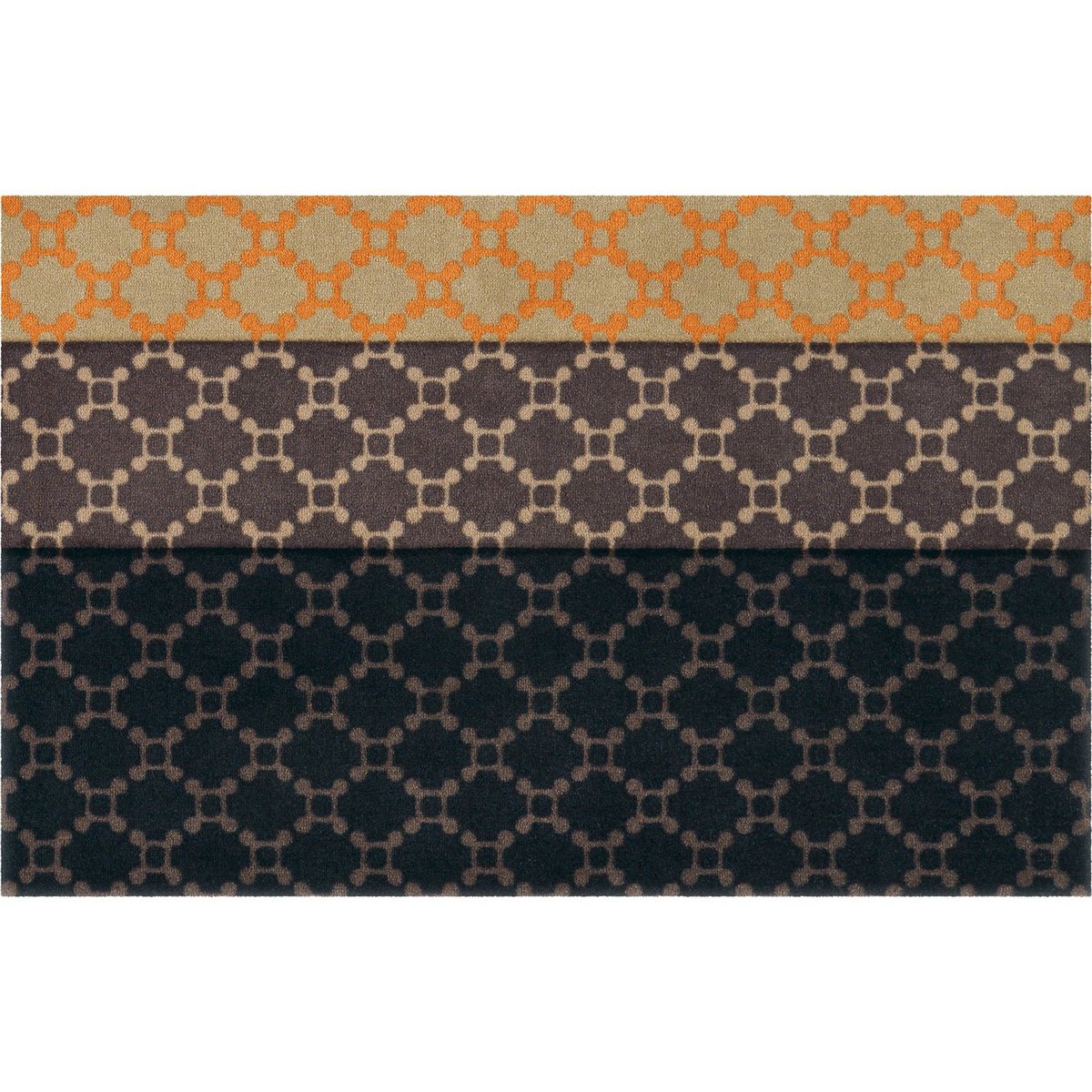 Paillasson rectangulaire d'intérieur brun chocolat et sable avec touches orange, ARTE ESPINA