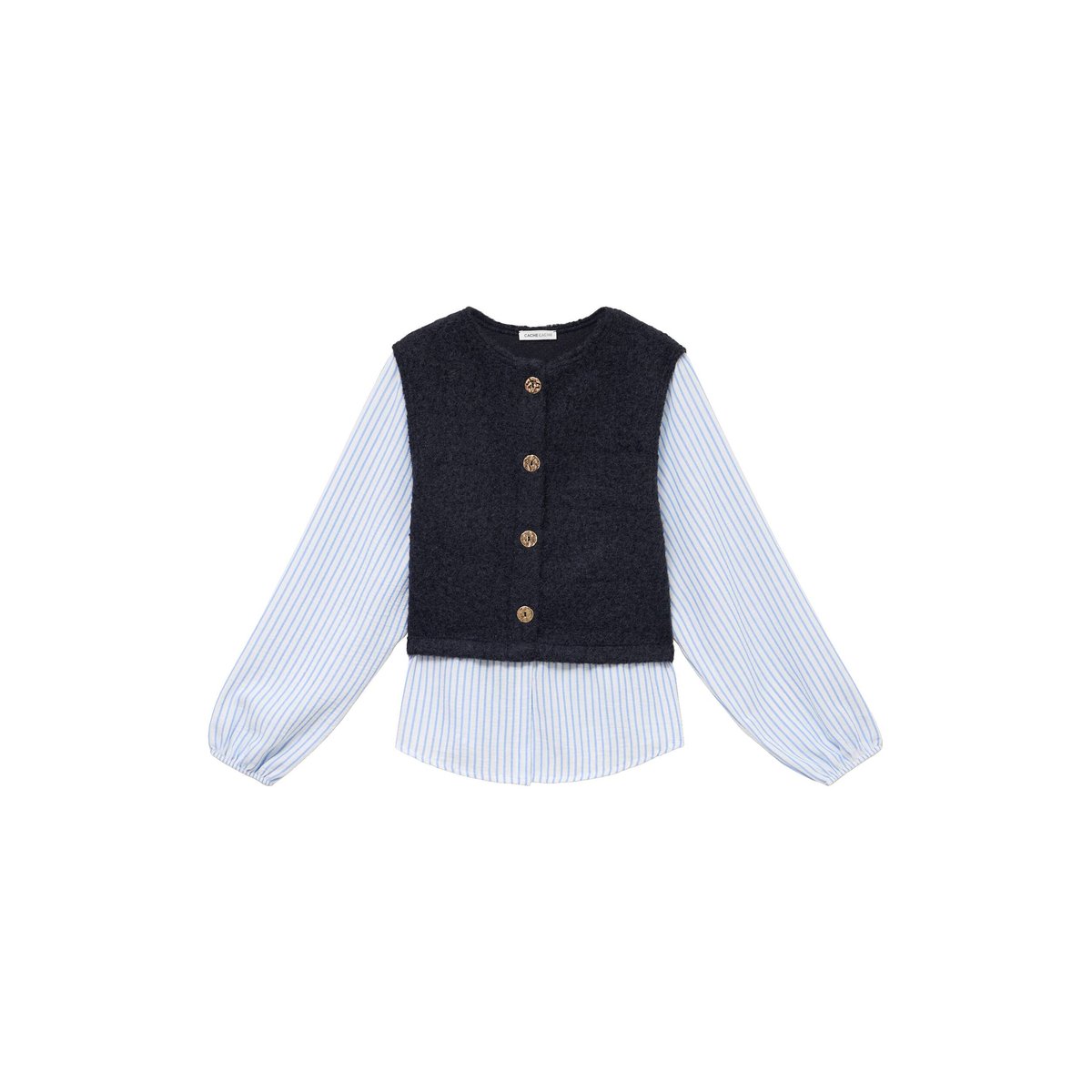 Pull chemise 2-en-1 bleu marine, CACHE CACHE