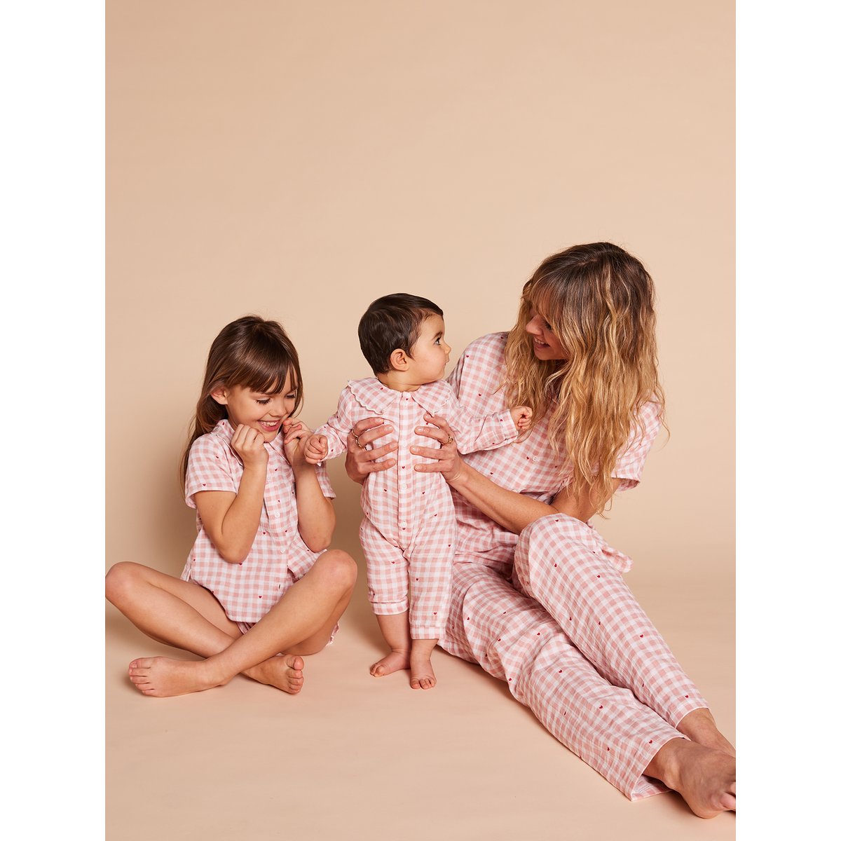 Pyjama bébé col large Capsule mère- rose poudré, ENVIE DE FRAISE
