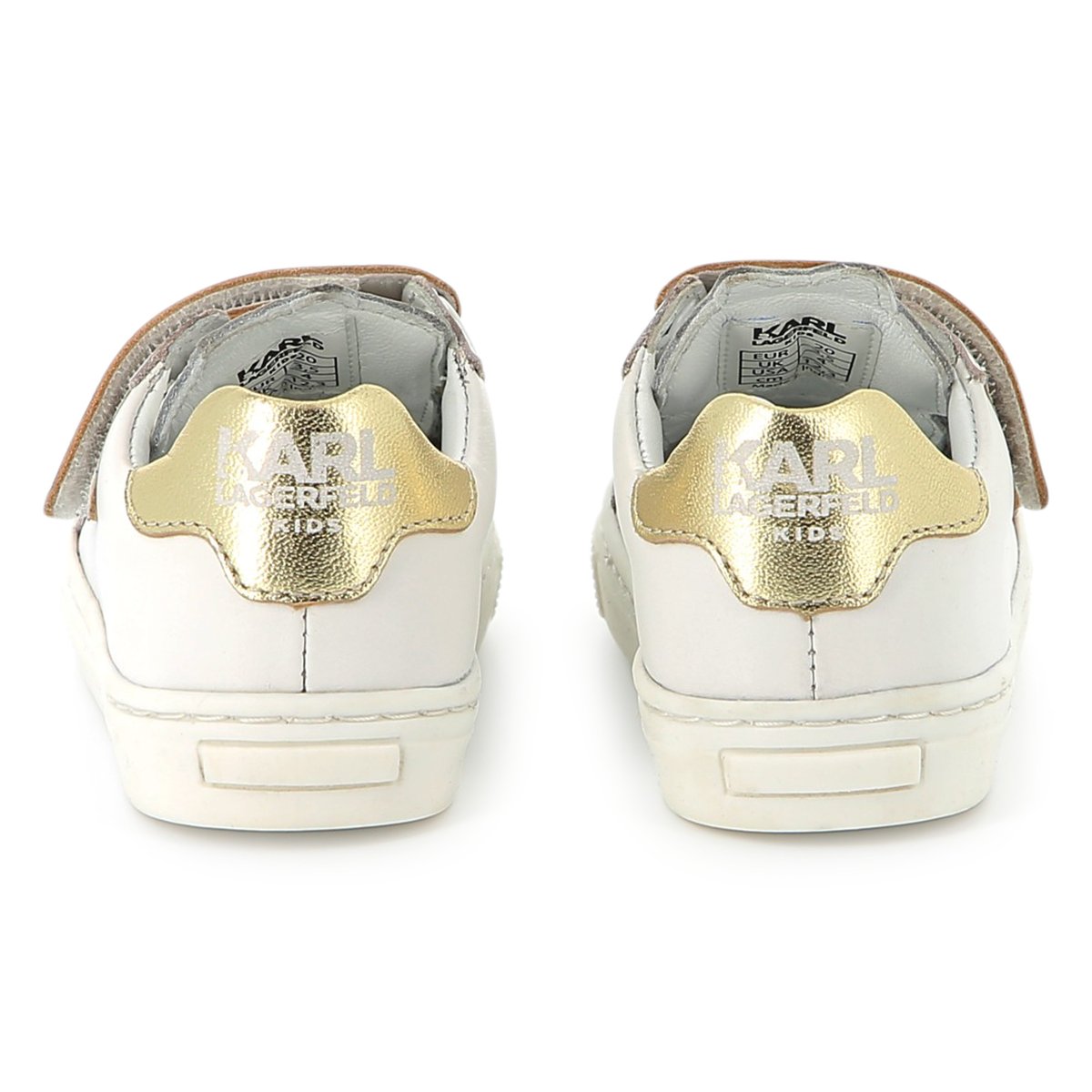 Sneakers in pelle a strappo blanc, KARL LAGERFELD KIDS