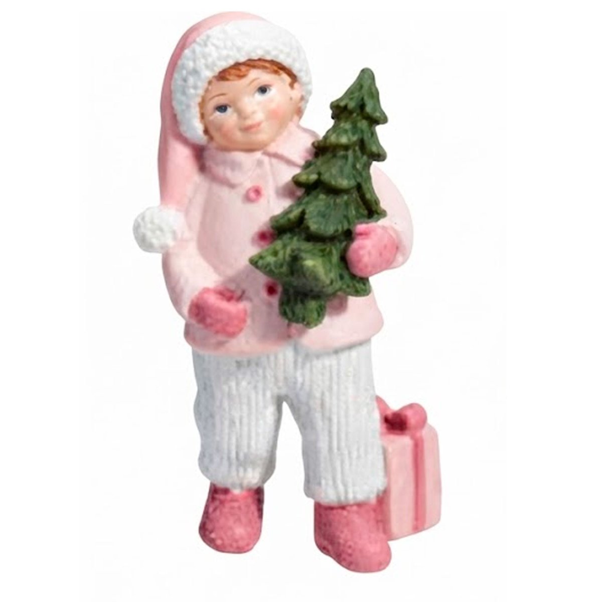 Set de 4 figurines de Noël enfants 5x5.5x12cm rose, WADIGA