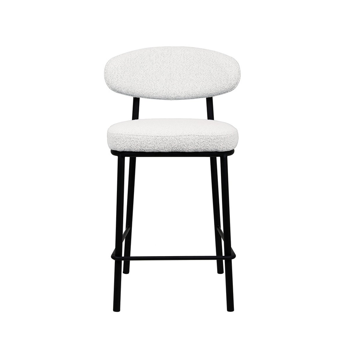 Lot de 2 chaises de bar en tissu bouclette, bois et métal H65cm- RODE écru chiné, DRAWER