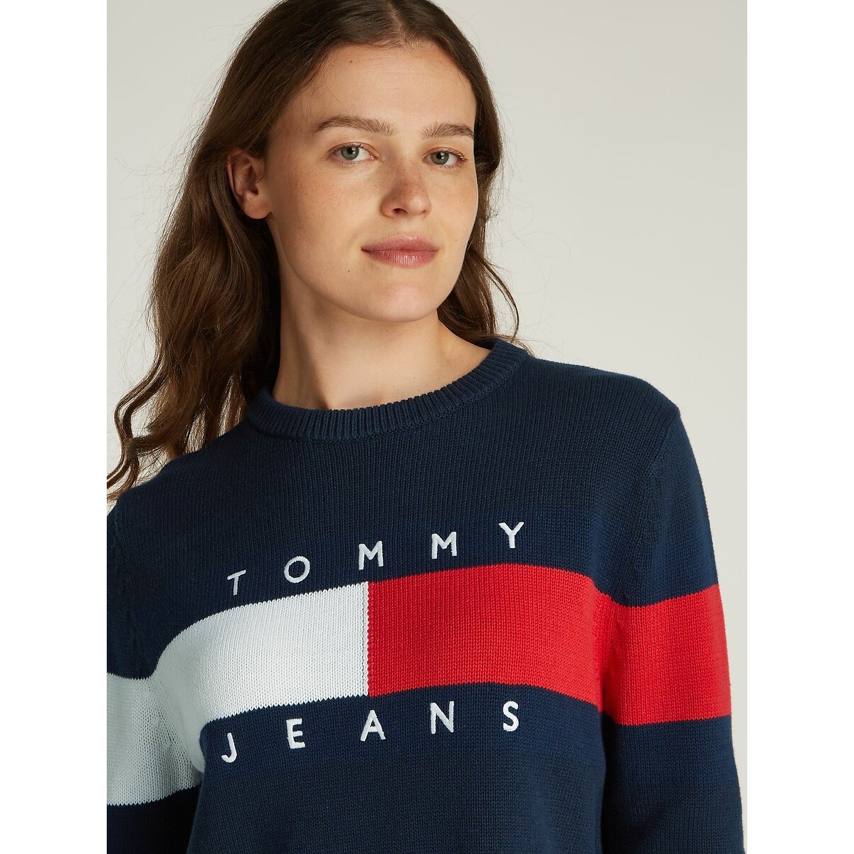 Printed Crew Neck Jumper navy, TOMMY JEANS