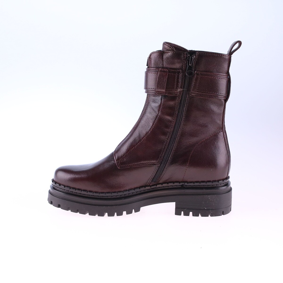 Leather Ankle Boots with Zip Fastening burgundy, MJUS