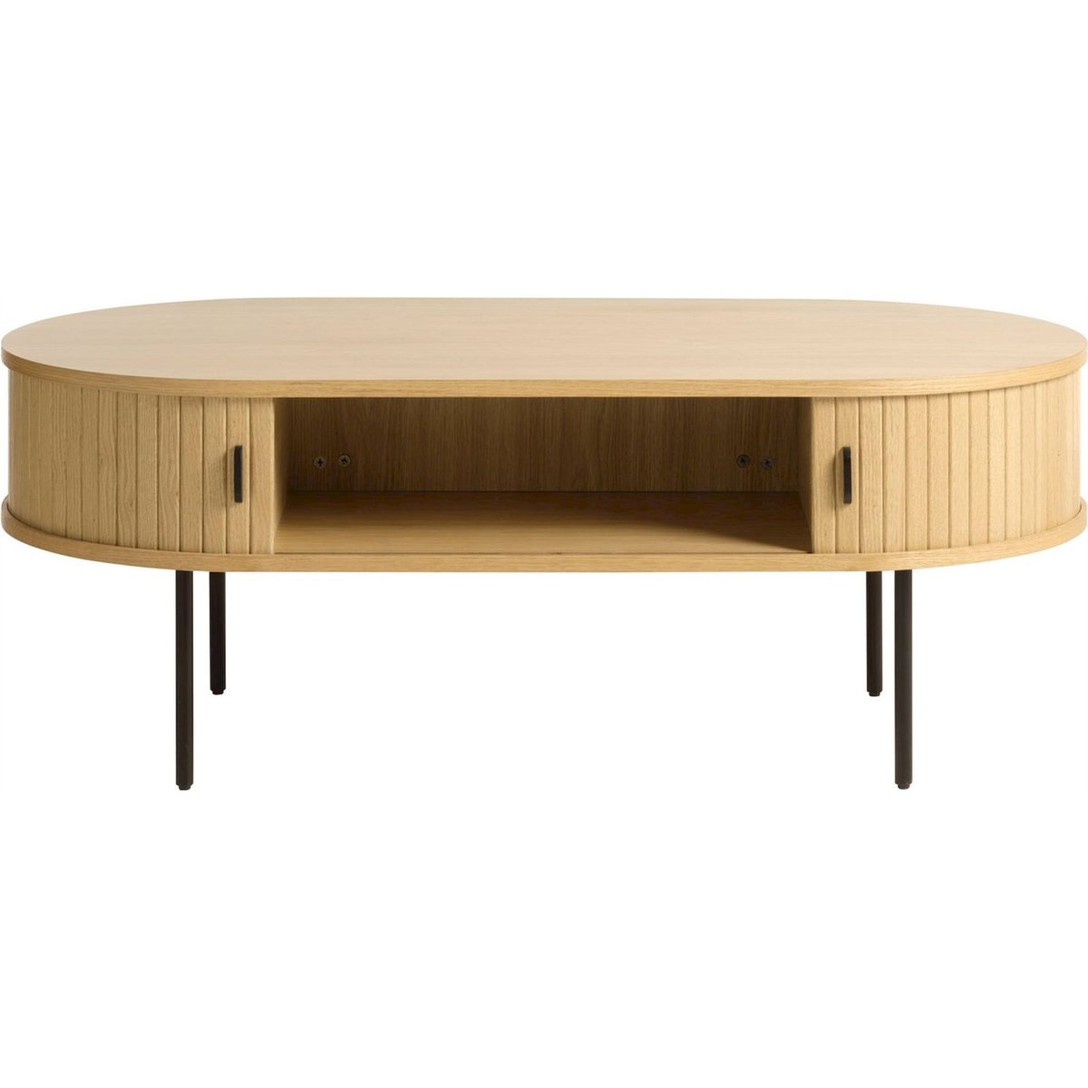 Table basse ovale cannelée bois GATIVEL chêne, RECOLLECTION