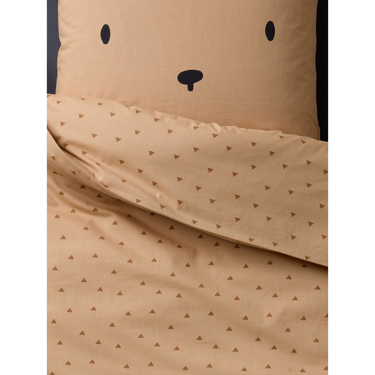 Parure housse de couette + taie d'oreiller OURSON, avec coton recyclé beige imprimé, VERTBAUDET
