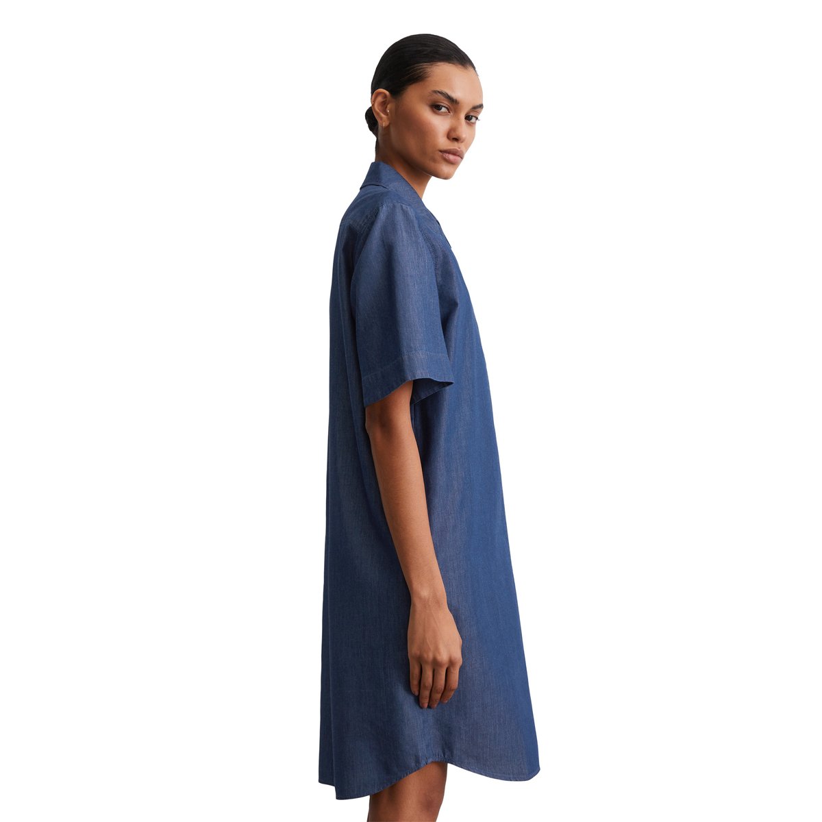 Robe en denim relaxed en mélange de coton organique et de lyocell bleu moyen, MARC O'POLO