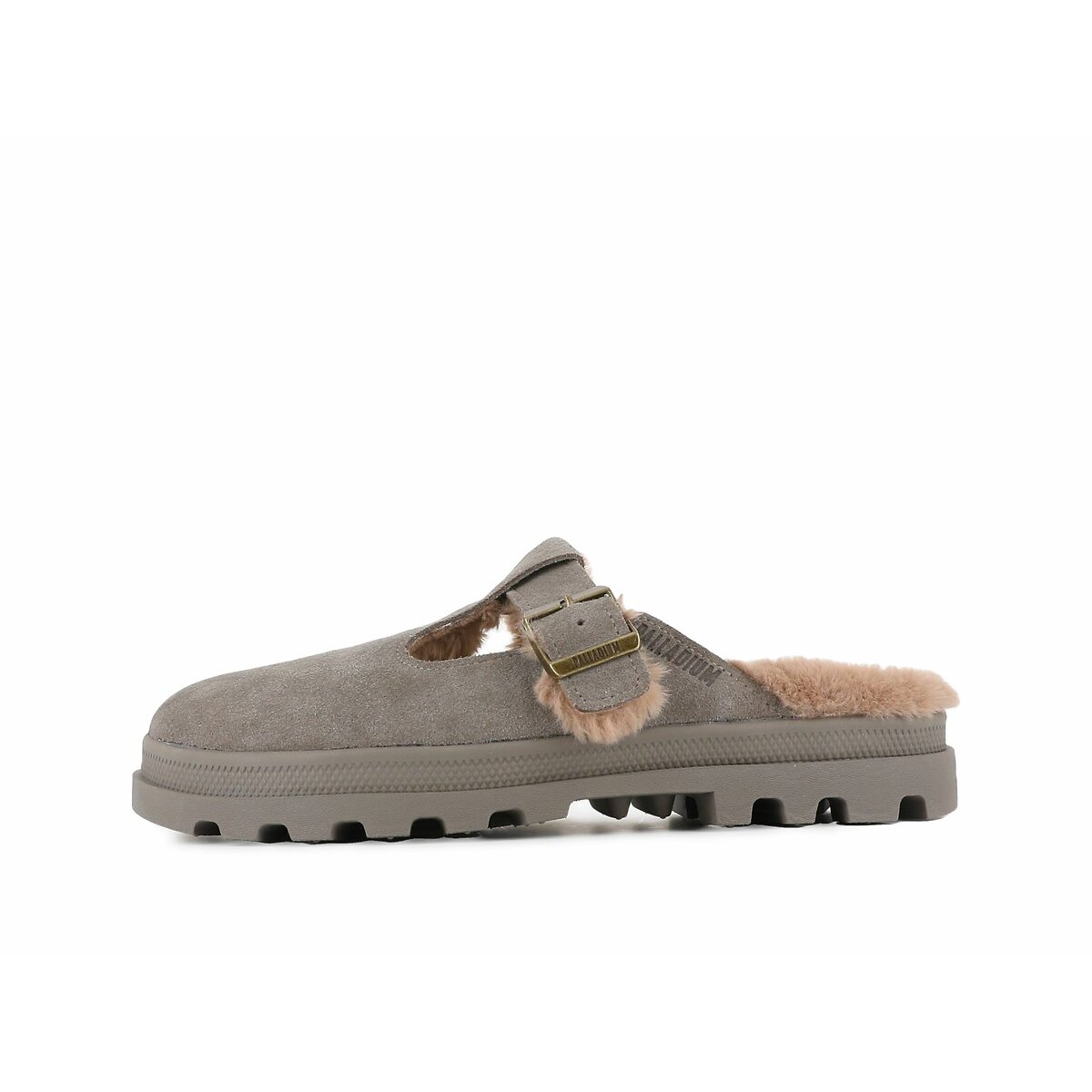 Sabots cuir suédé Dunelite Pyla Warm gris, PALLADIUM