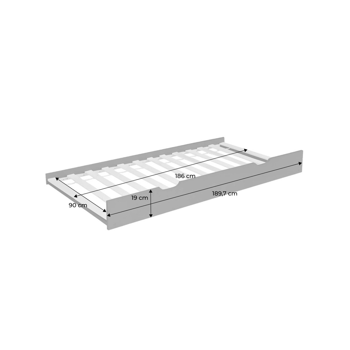 Tiroir lit enfant bois de pin TIROIR LIT 190X94 CM blanc, SWEEEK