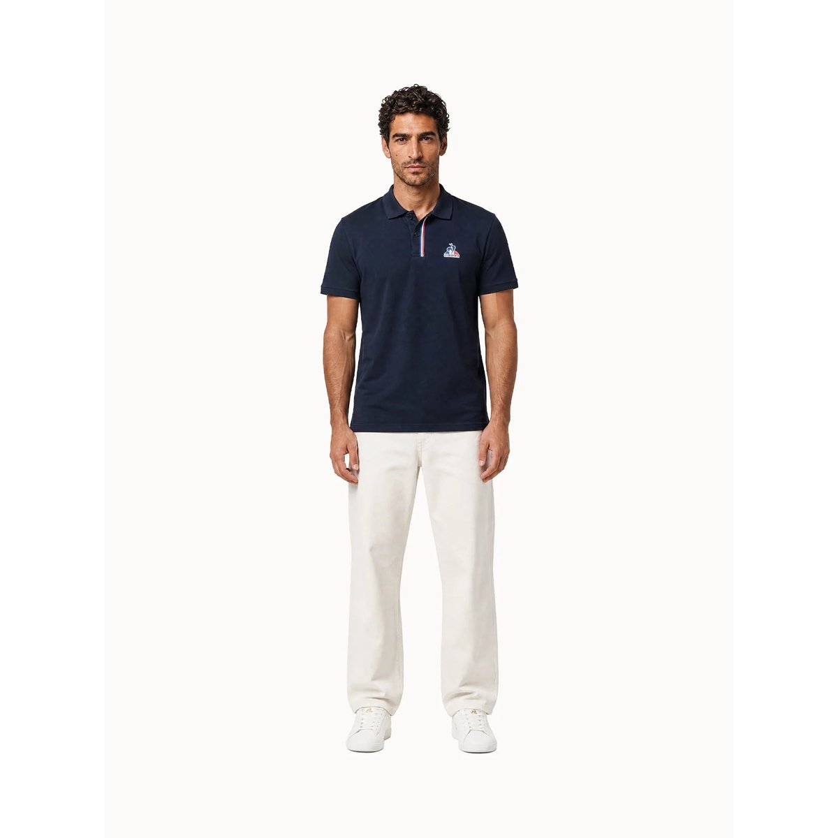Polo en jersey double effet piqué avec détail tricolore Tricolores sky captain, LE COQ SPORTIF
