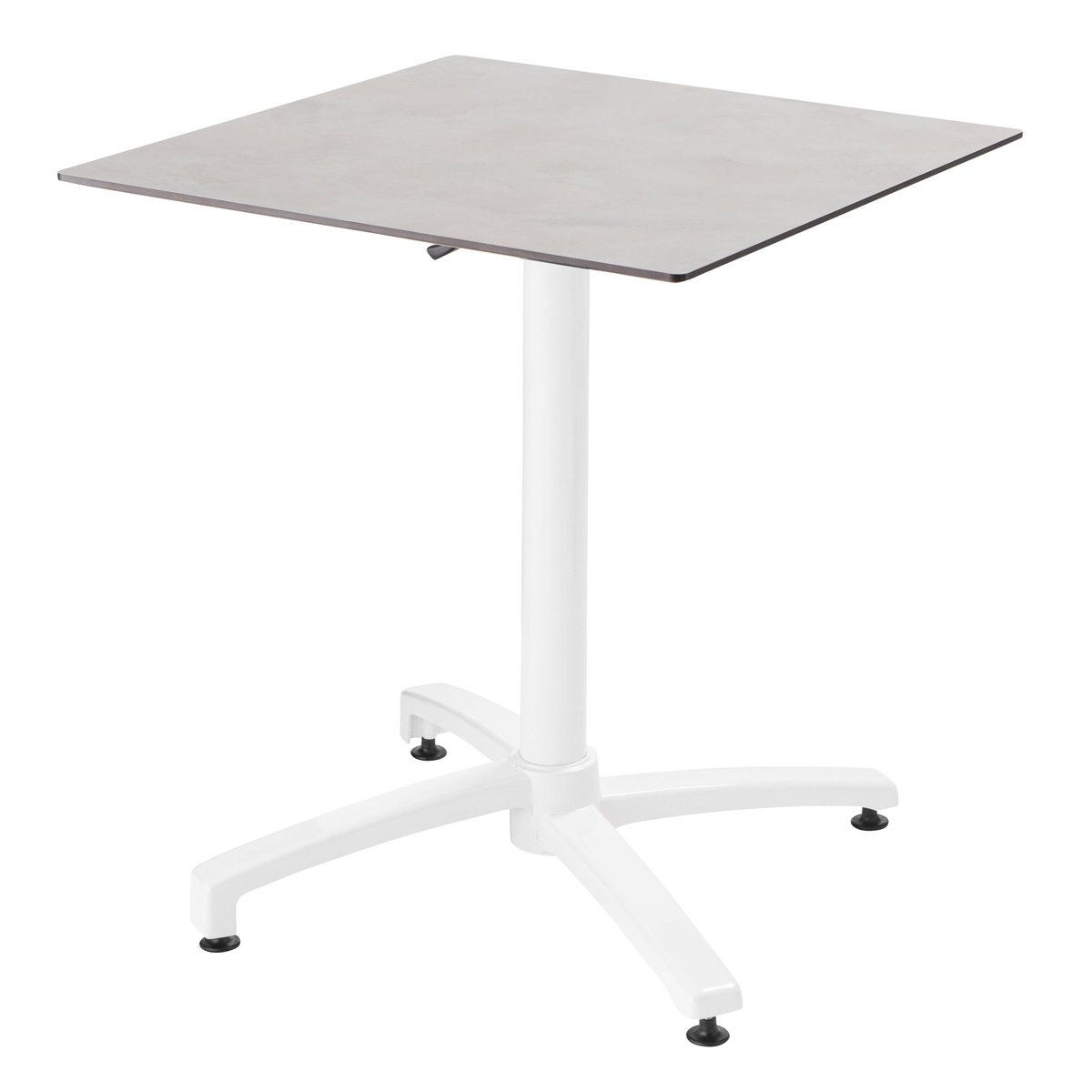 Table en HPL inclinable pied blanc et 2 chaises en métal, OPERA béton gris clair, OVIALA