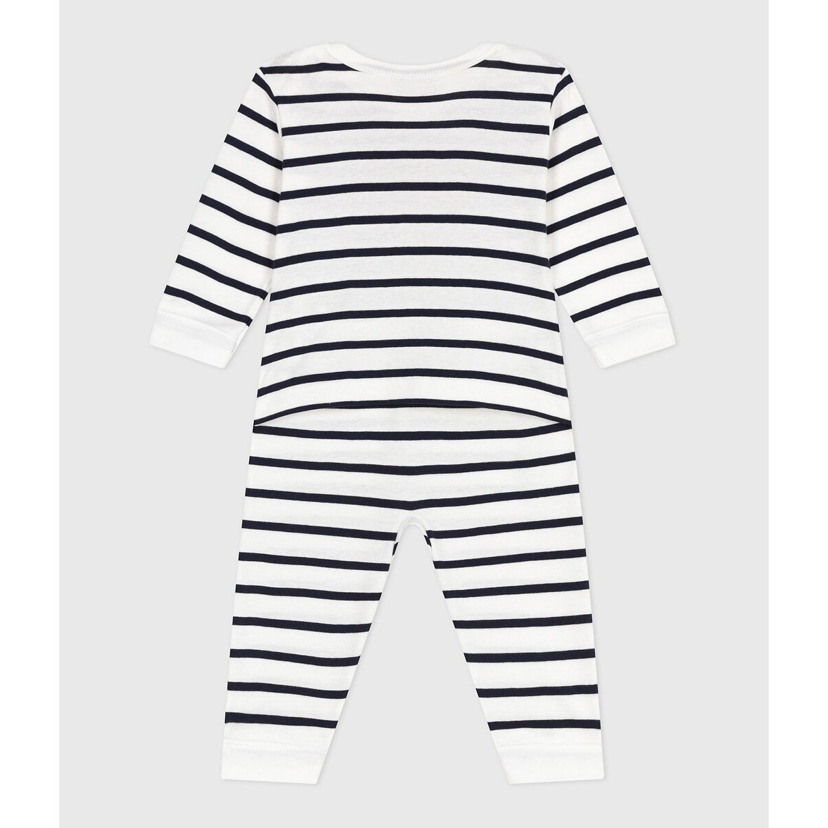 Katoenen pyjama zonder drukknoopopen wit, PETIT BATEAU