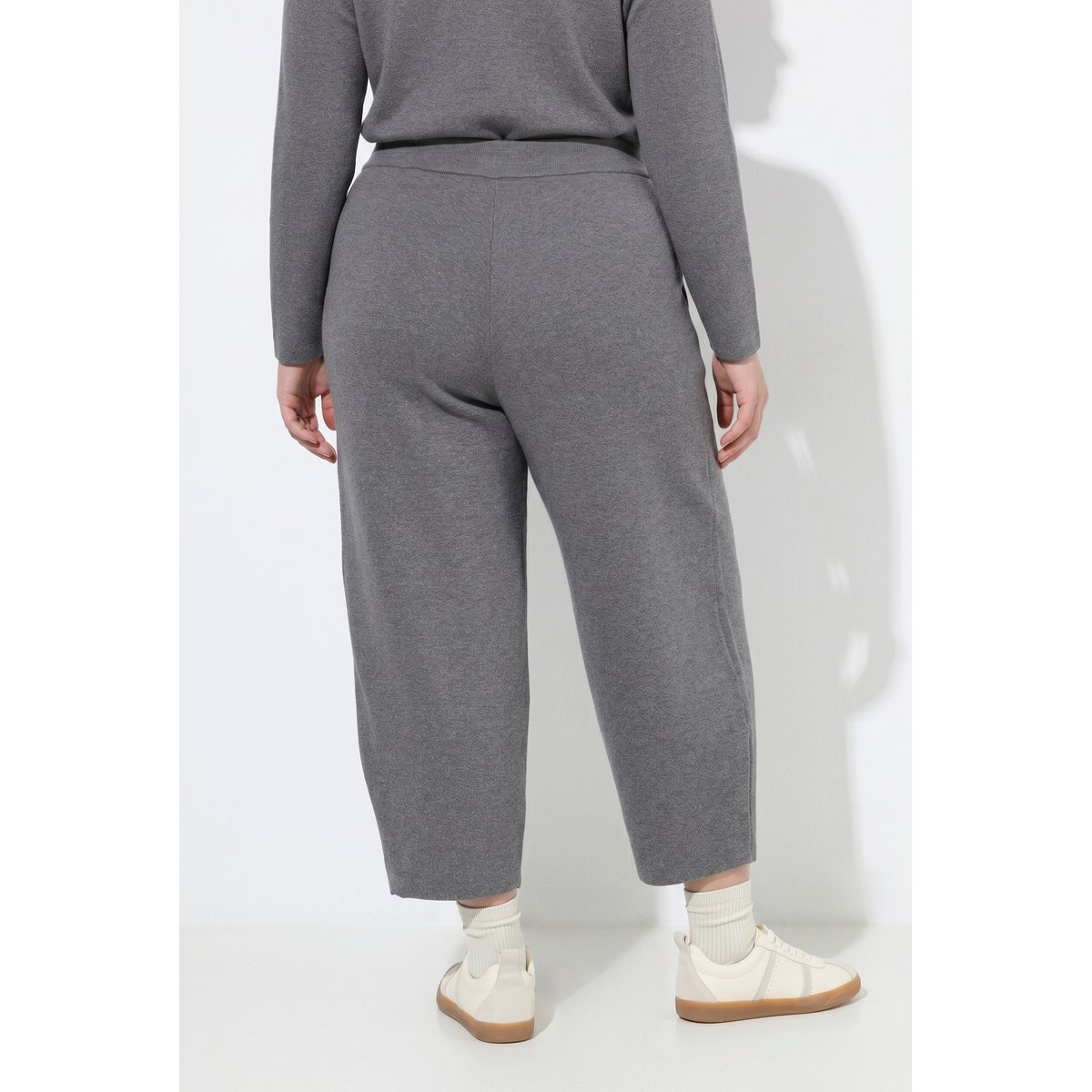 Pantalon en maille Milano, coton bio chiné anthracite, ULLA POPKEN