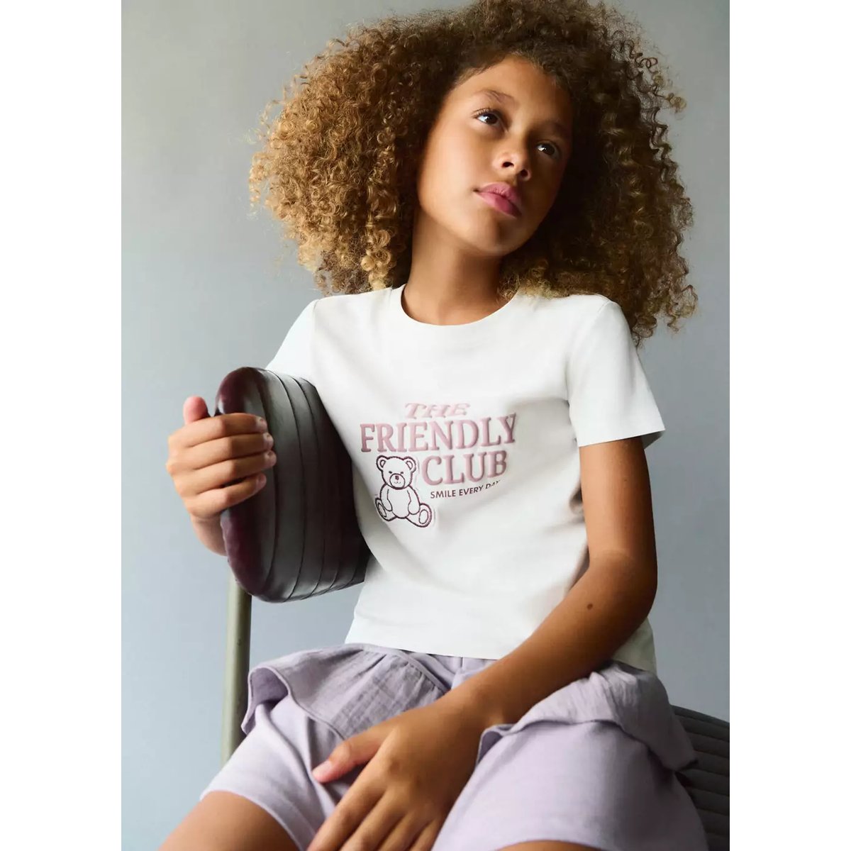 T-shirt coton détail imprimé blanc cassé, MANGO KIDS