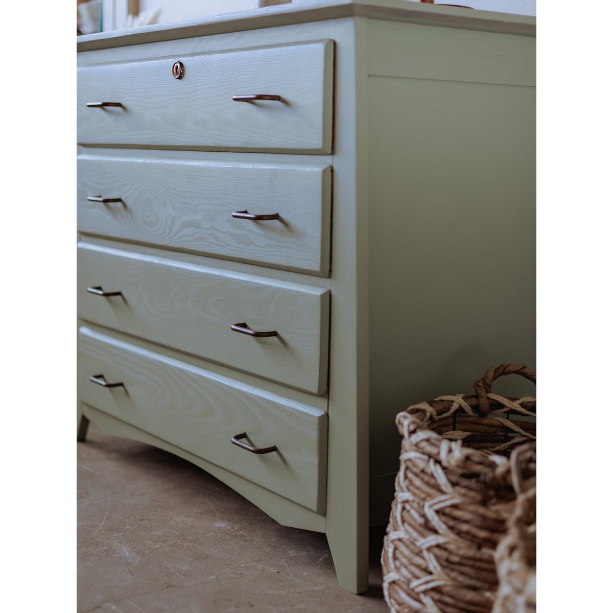 Commode en bois verte Garance N°552 - Bon état vert d'eau, DEBONGOUT