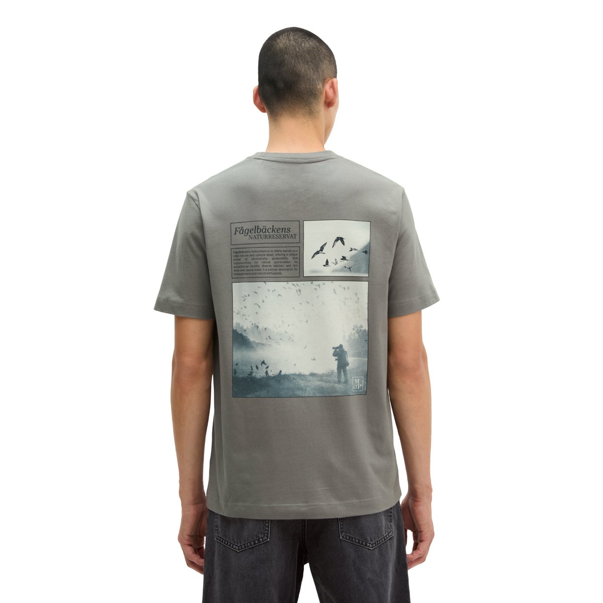 T-shirt regular en coton bio régénéré gris, MARC O'POLO