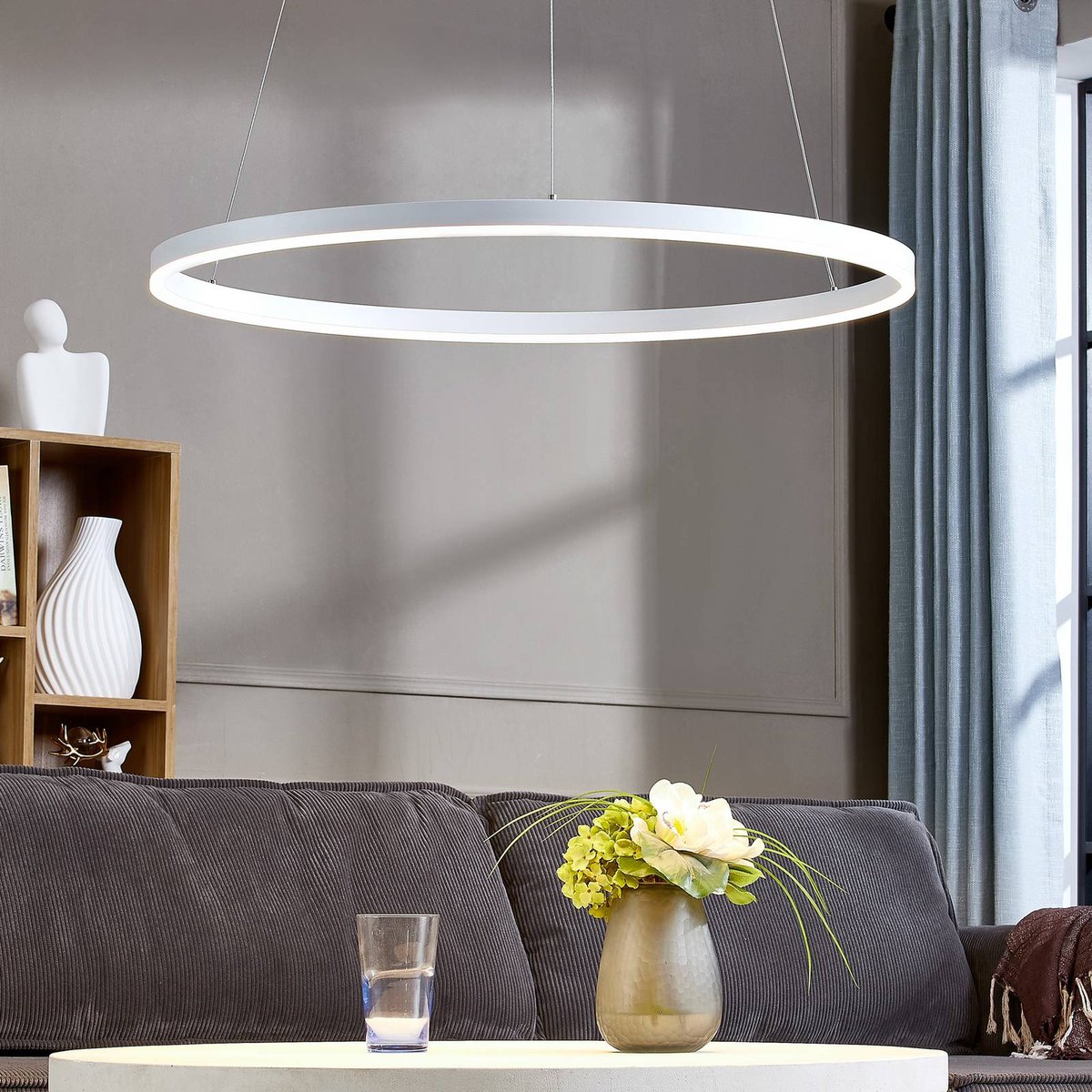 Suspension en métal moderneLED, Albiona blanc, ARCCHIO