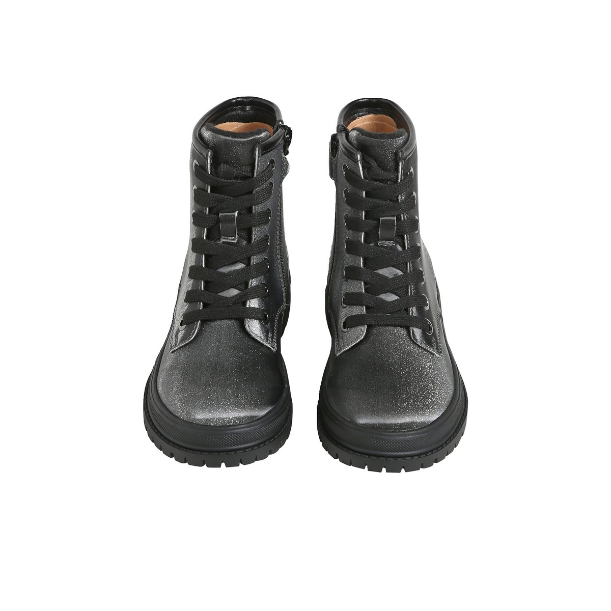 Boots à lacets zippées argenté, VERTBAUDET