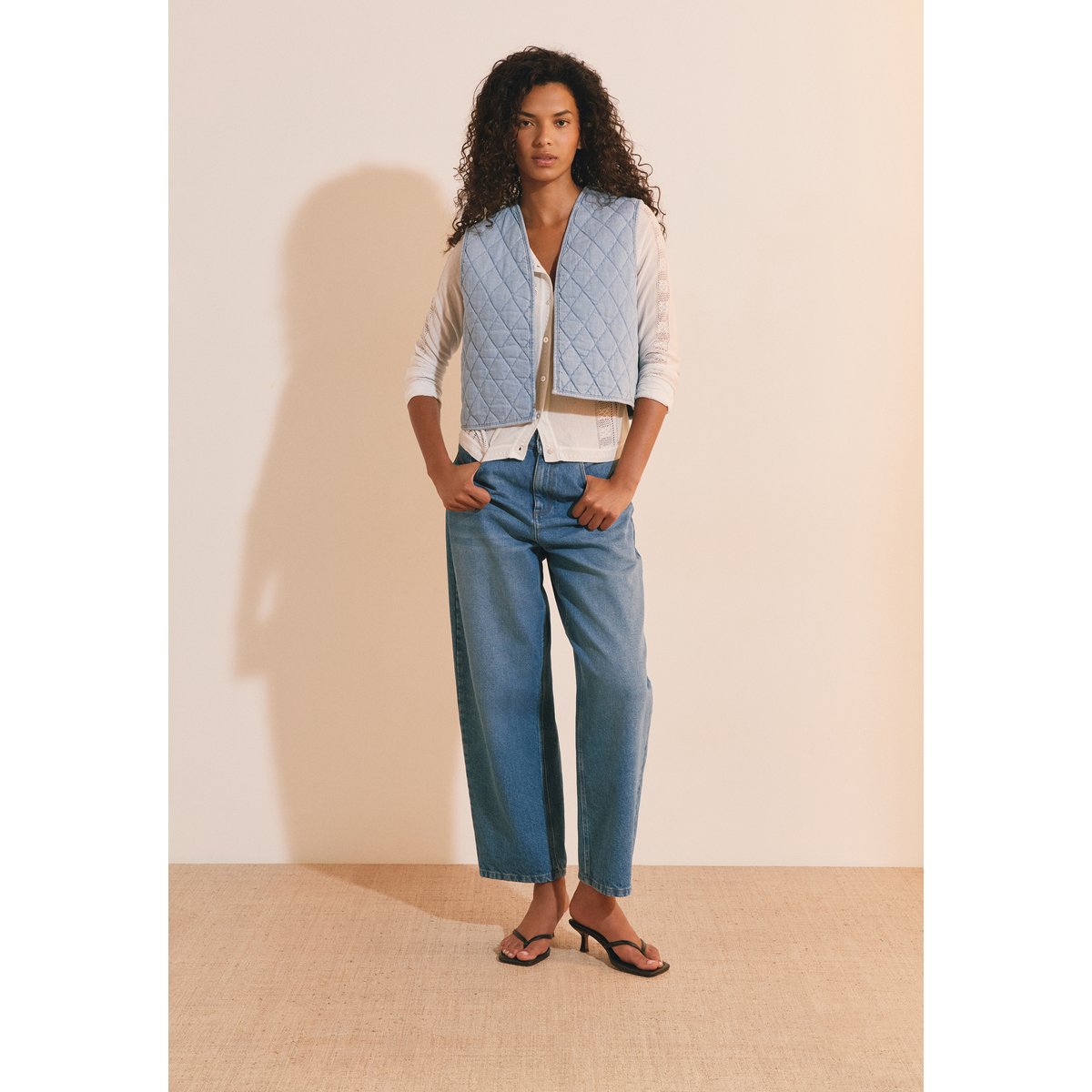 Gilet sans manches en coton LOLA bleu, ETAM