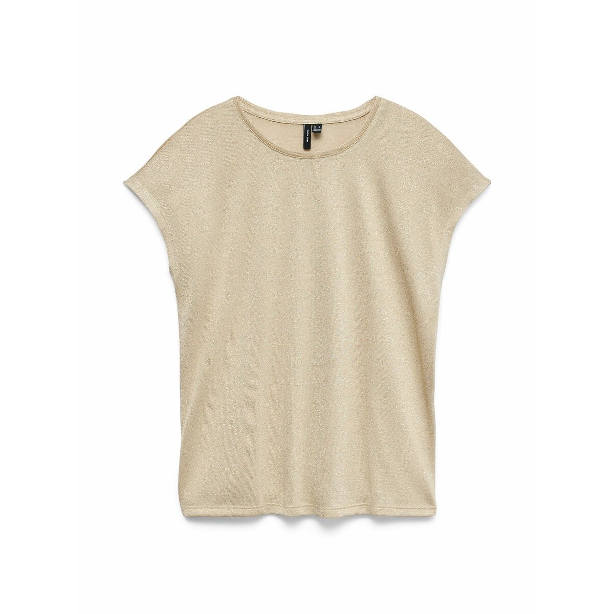 T-shirt col rond pailleté, manches courtes doré, VERO MODA