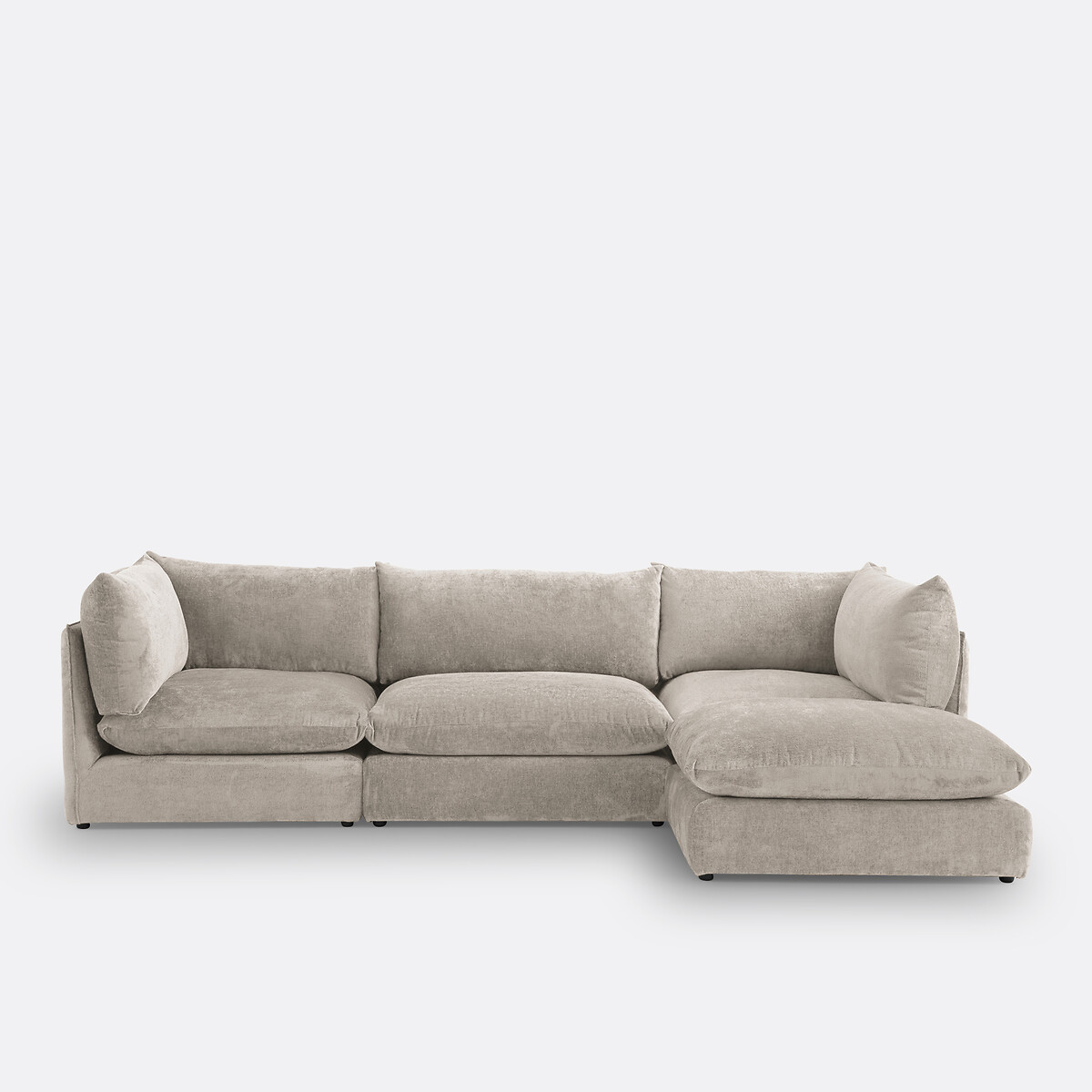 Moduleerbare poef, getextureerd fluweel, Malo taupe   , LA REDOUTE INTERIEURS