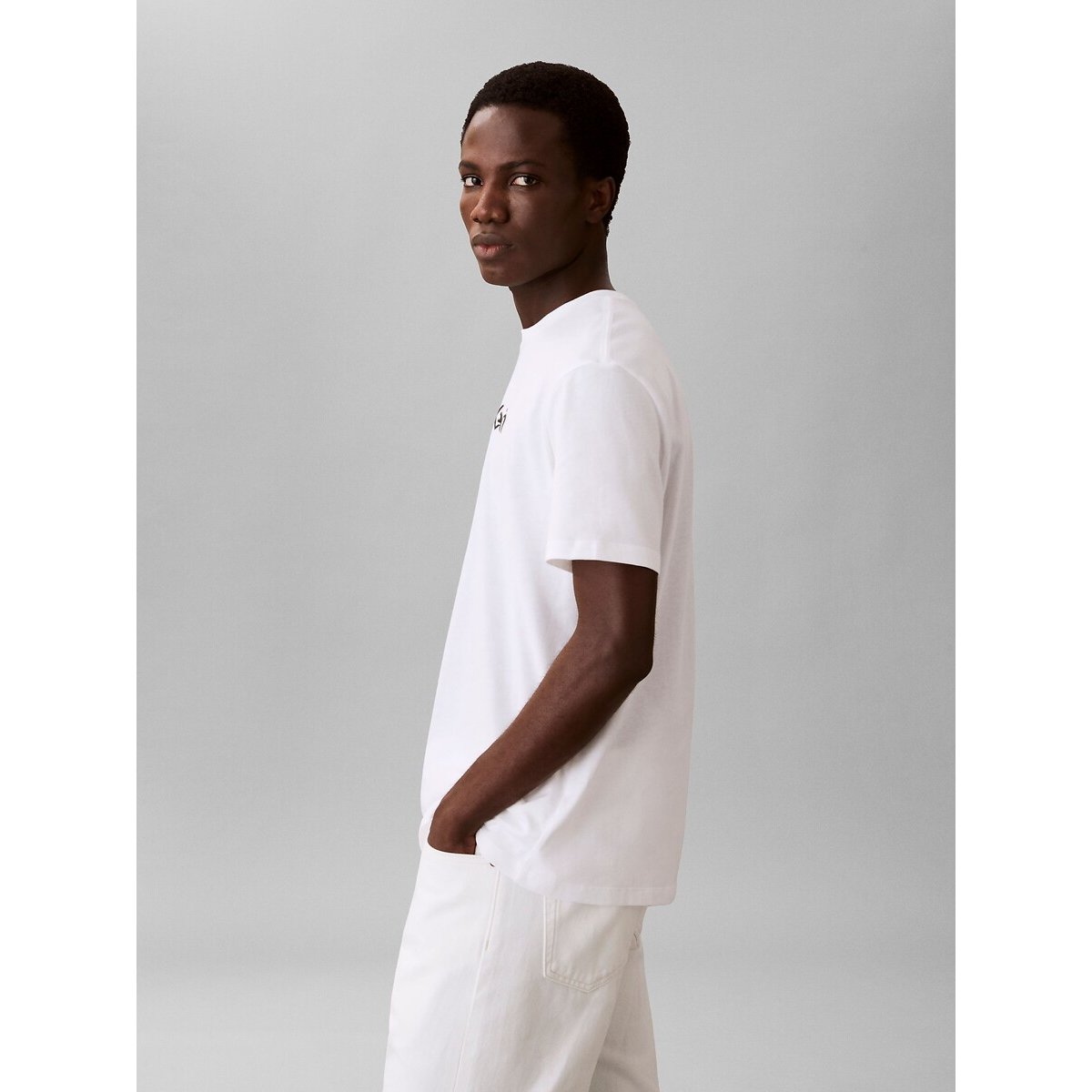 T-shirt col rond manches courtes blanc, CALVIN KLEIN