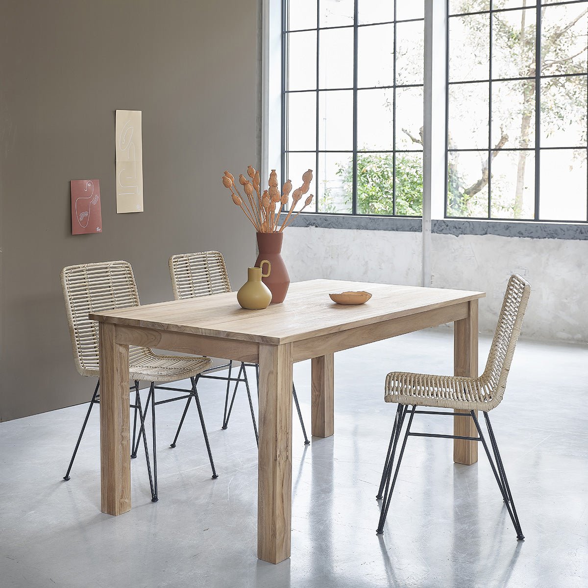 Chaise en rotin et métal BOHEMA naturel, BERAH GETAH