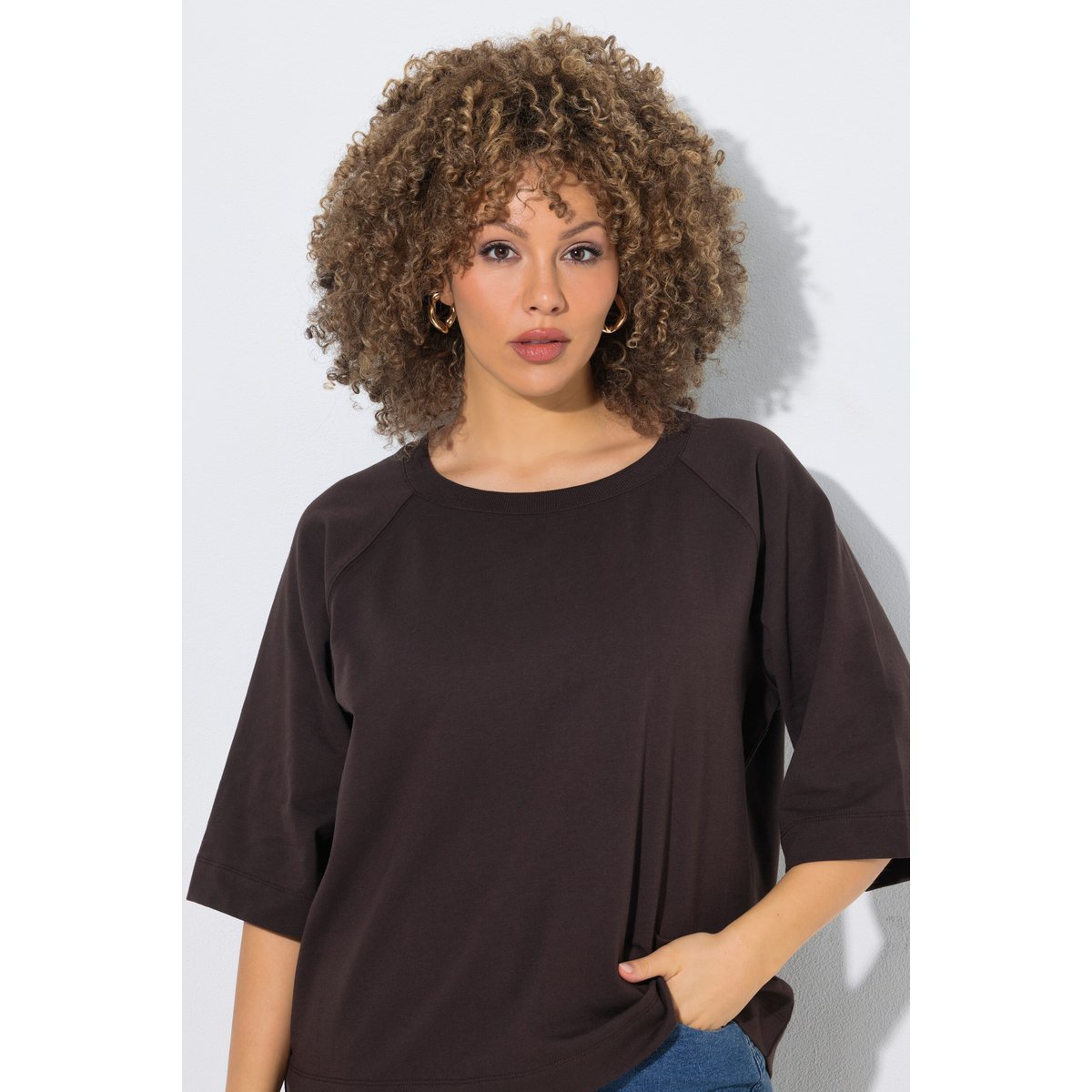 Sweat-shirt coupe Boxy Fit acajou, ULLA POPKEN