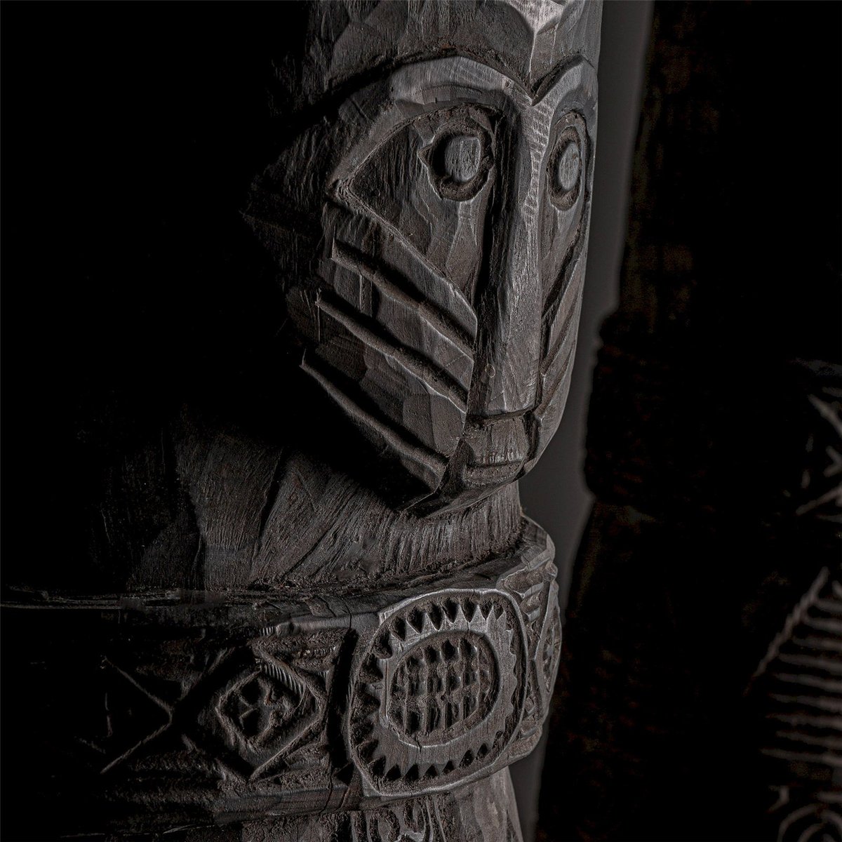 Sculpture de sol en bois sculpté, Lot de 2 marron et noir, RECOLLECTION