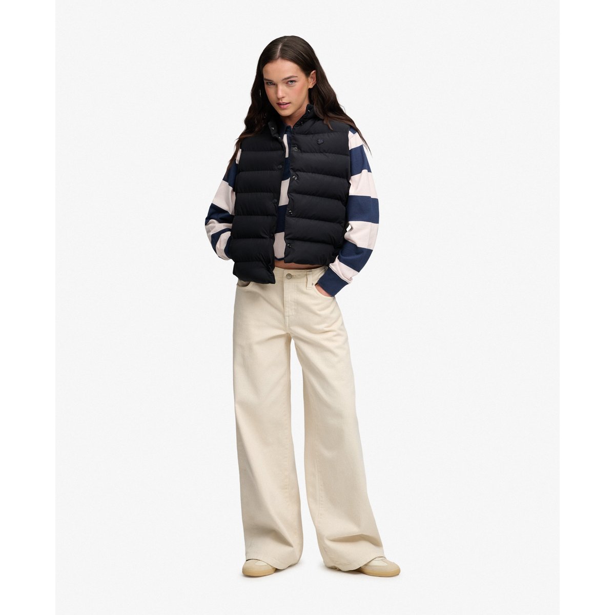 Gilet Matelassé Boutons-Pression Coupe Ajustée ébène, SUPERDRY