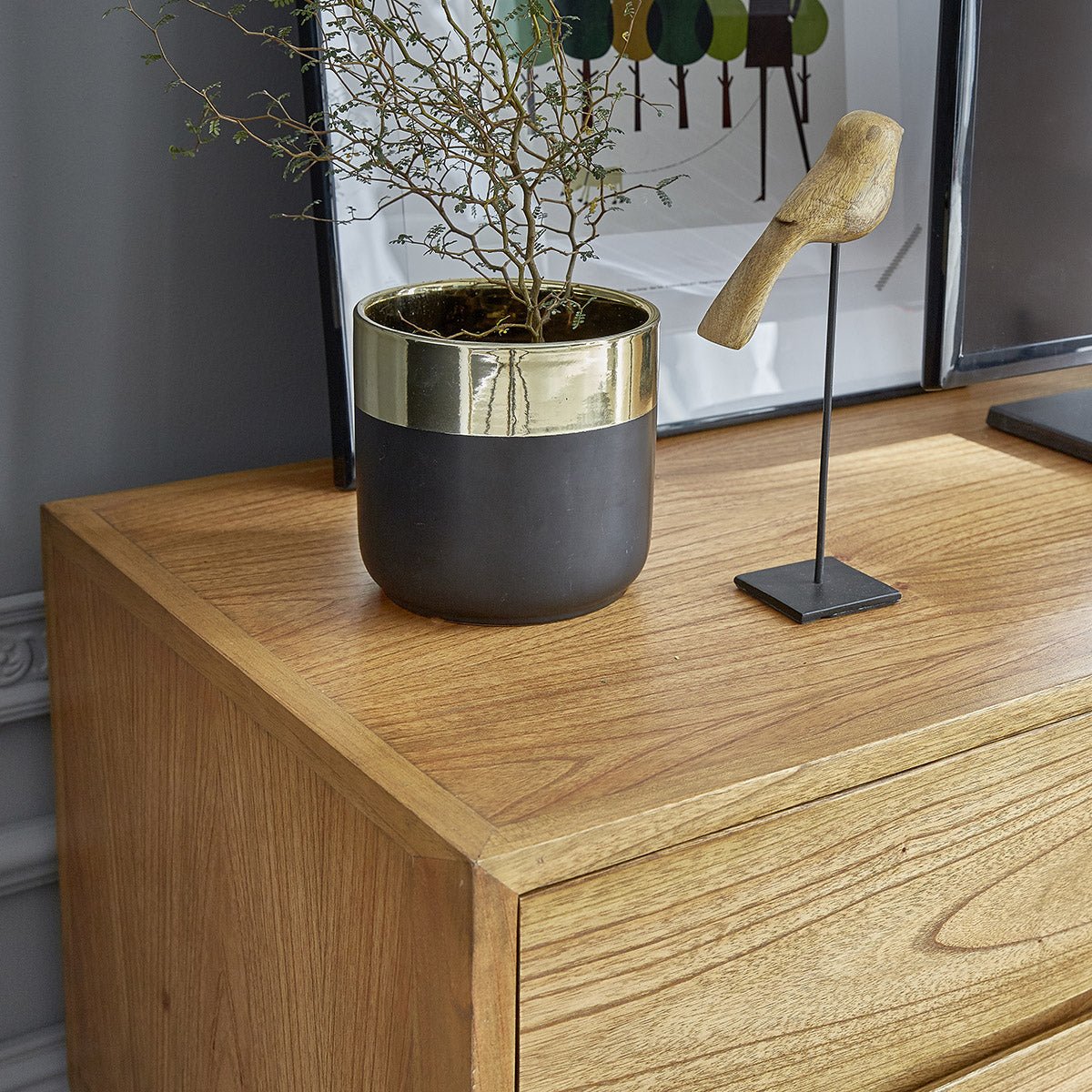 Meuble TV en bois massif 160 cm 4 tiroirs  MILO naturel, BERAH GETAH