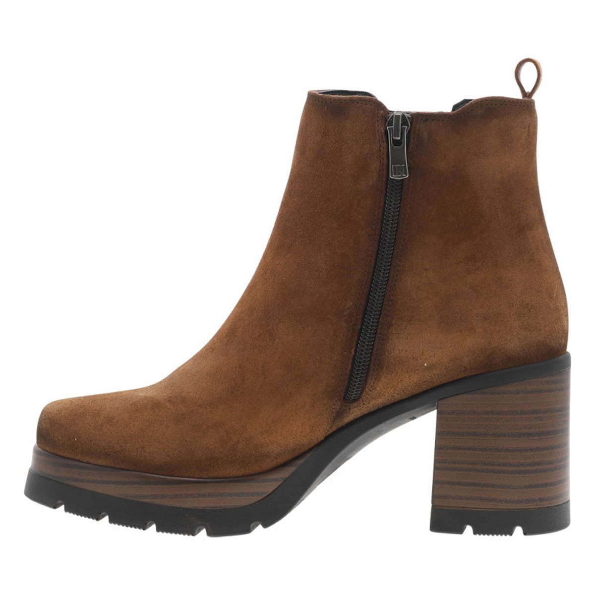 Boots brunes avec semelle à talon décroché haut et soufflets élastiqués brunes, DORKING