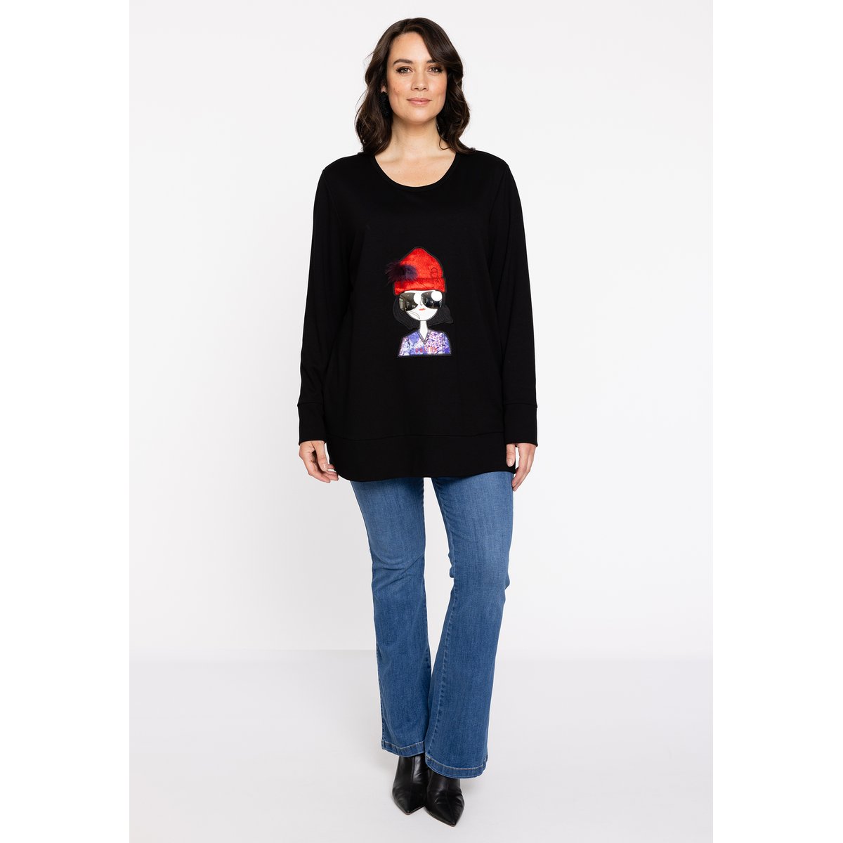 Sweatshirt avec manches longues noir, YOEK
