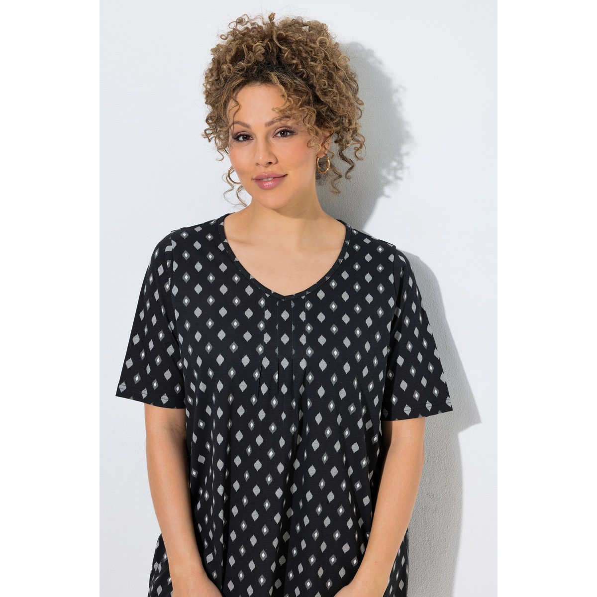 T-shirt avec passepoils noir, ULLA POPKEN