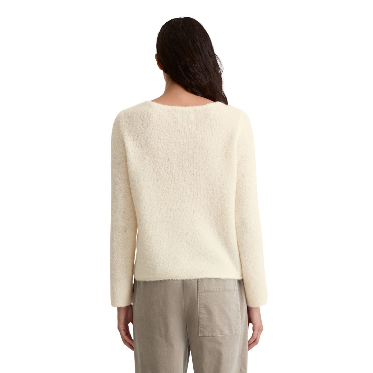 Pull bouclette regular en mélange de laine vierge et de laine d'alpaga blanc, MARC O'POLO
