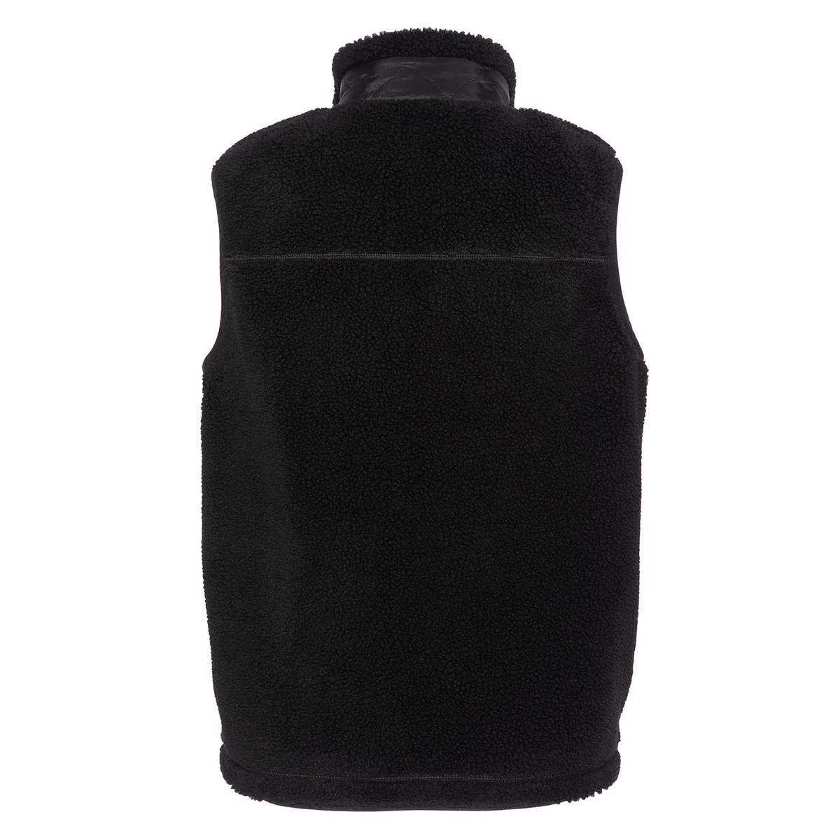 Sweatshirt zippé sans manche en sherpa noir, SCHOTT